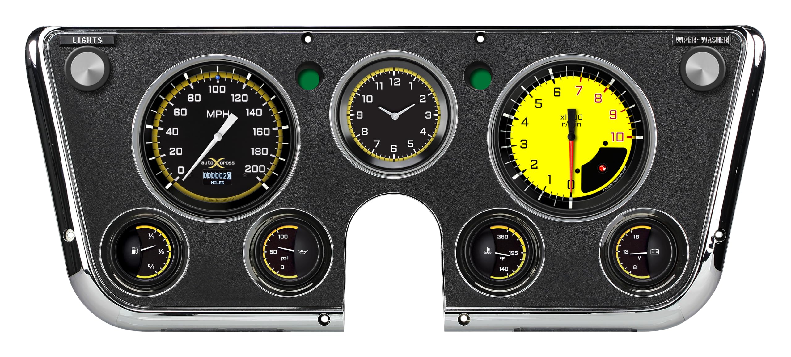 Classic Instruments Autocross CT67DAXY Yellow Gauge Set LED Odometer 1967-1972 Chevy/Gmc Truck