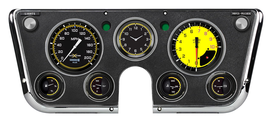 Classic Instruments Autocross CT67DAXY Yellow Gauge Set LED Odometer 1967-1972 Chevy/Gmc Truck