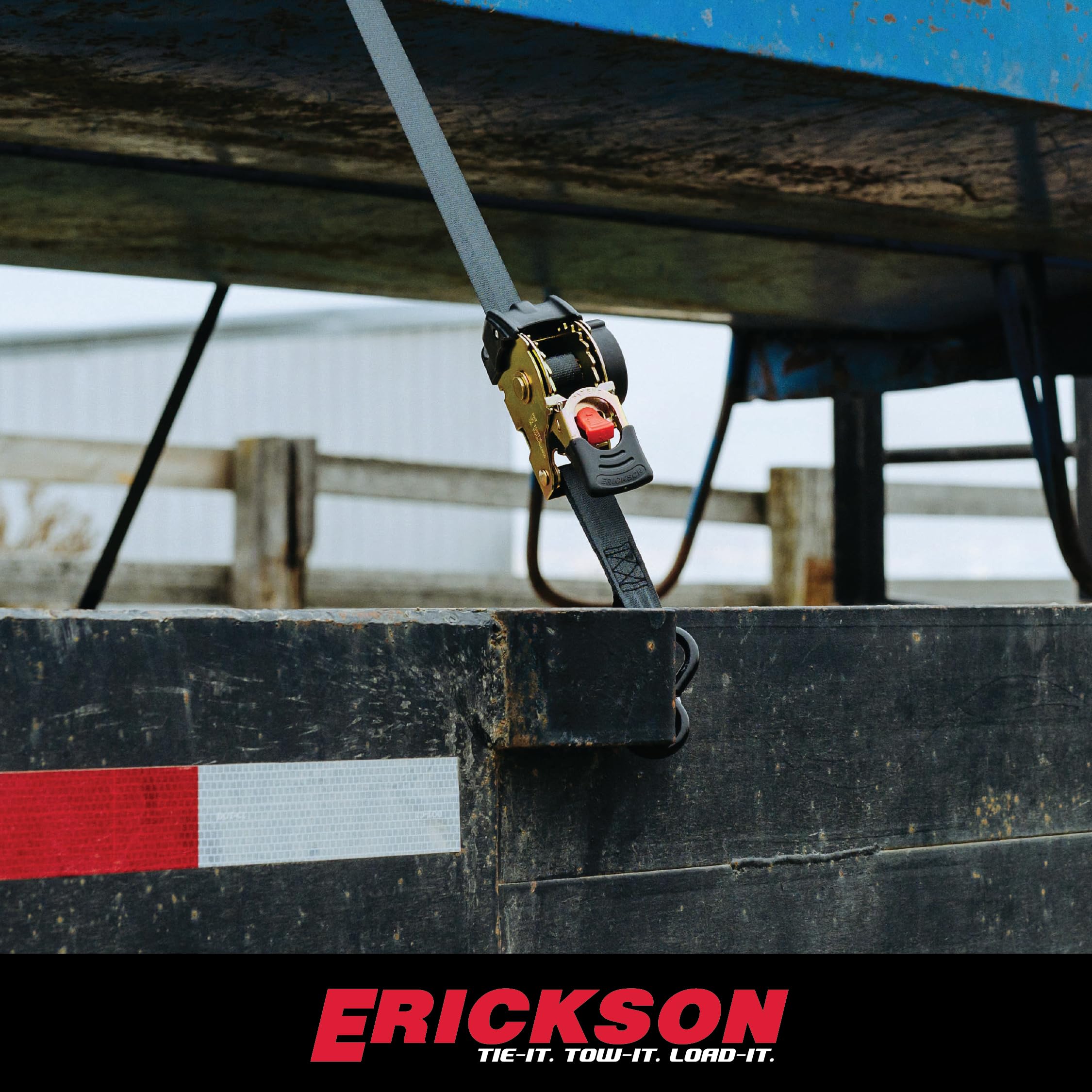 Pro Series Erickson 1in x 6ft Black Retractable Ratcheting Tie-Down Straps, 1500 lb Load Capacity, Pack of 2
