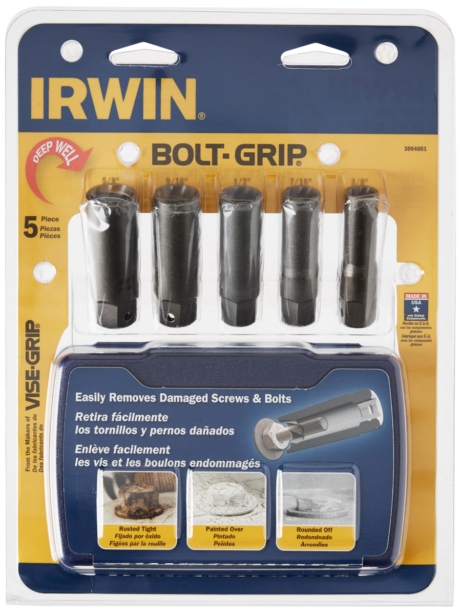 IRWIN Deep Well Bolt Extractor Set for Bolts, 5-Piece (3094001)
