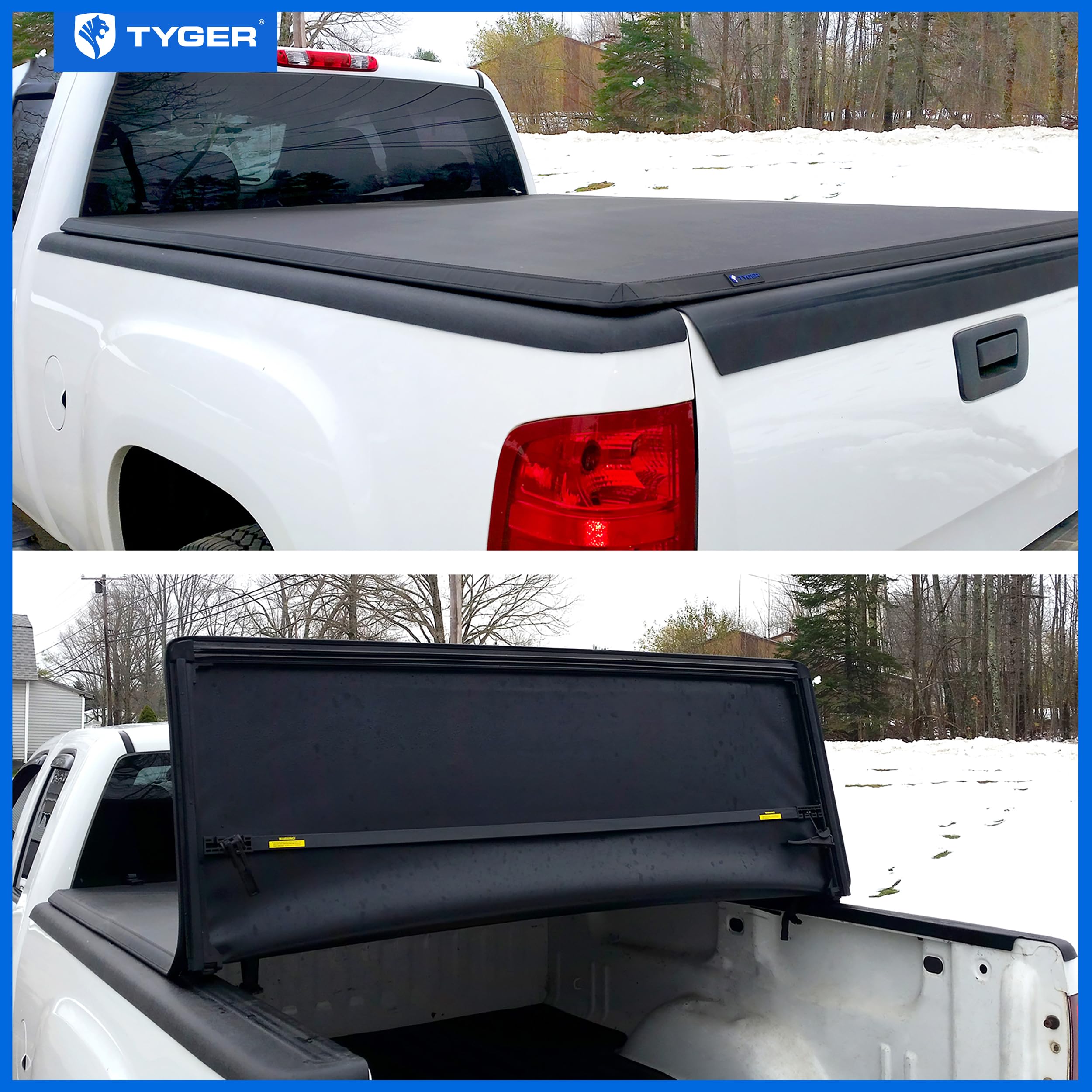 Tyger Auto T3 Soft Tri-Fold Tonneau Cover Truck Bed Compatible with 2007-2013 Chevy Silverado / GMC Sierra 1500; 2007-2014 2500 HD 3500 HD | Fleetside 6'6" Bed (78") | TG-BC3C1004 , Black
