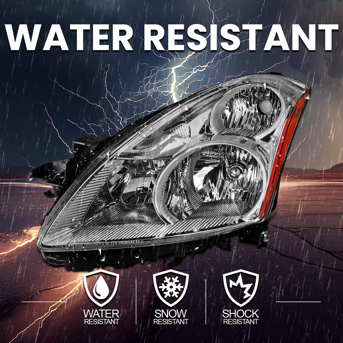 Left Driver Side Chrome Headlight SPEC-D TUNING Compatible with 2010-2012 Nissan Altima 4Dr Sedan Models