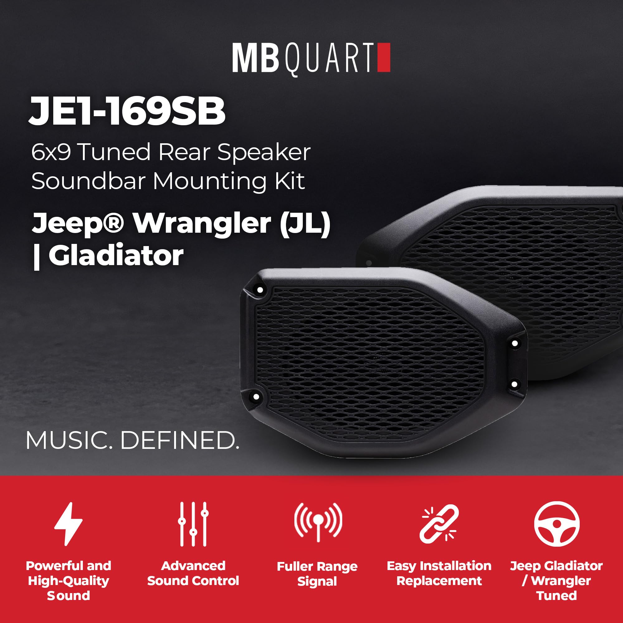 6x9 Inch MB Quart Rear Speaker Soundbar Mounting Unit for Jeep Wrangler(JL) 2018-2023 and Gladiator(JT) 2020-2023