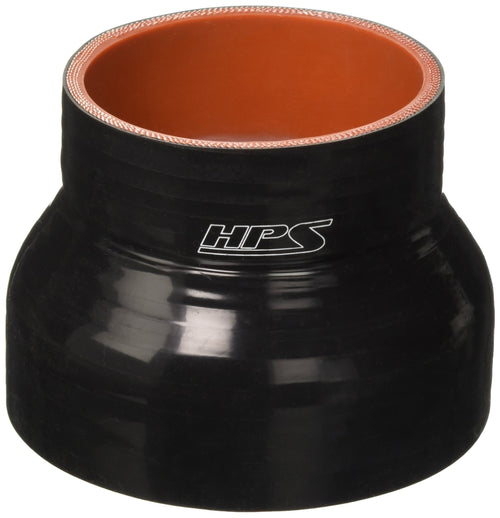 HPS Silicone HTSR-300-400-BLK High Temperature 4-ply Reinforced Reducer Coupler Hose, 40 PSI Maximum Pressure, 3" Length, 3" > 4" ID, Black