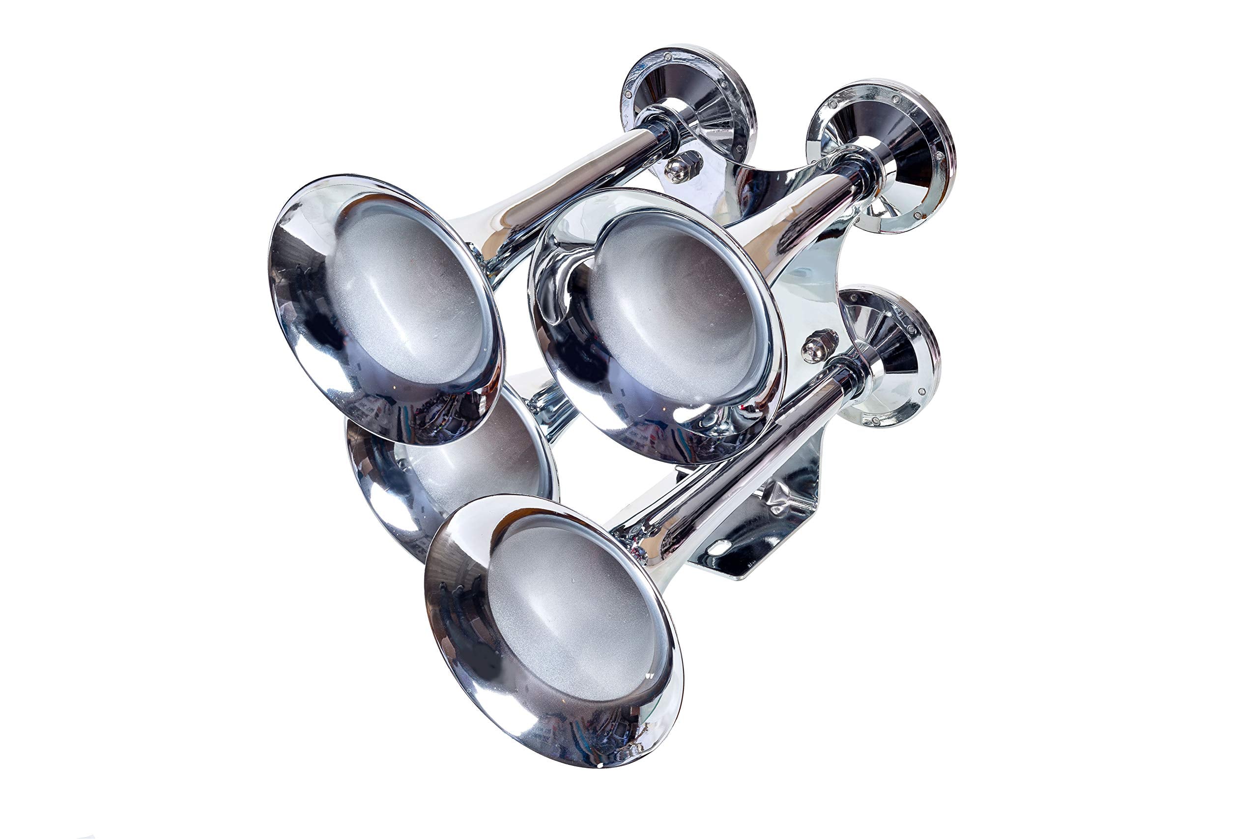 Quadraphionic Wolo 877 Express 4 Trumpet Train Horn, 12-Volt - Triple Chrome Plated