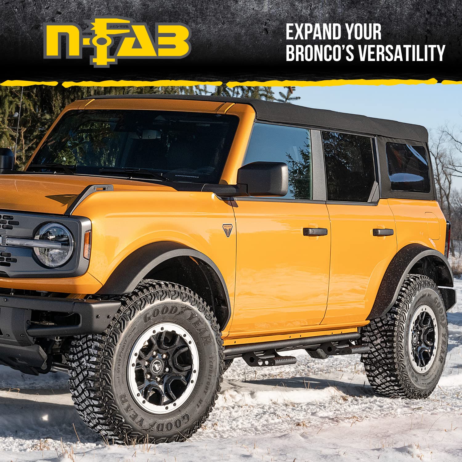 RKR Step System RealTruck for Ford Bronco | Cab Length, Tubular Steel, Textured Black | F214BRKRS4 | Fits 2021-2024 Ford Bronco 4-Door SUV, SRW Gas