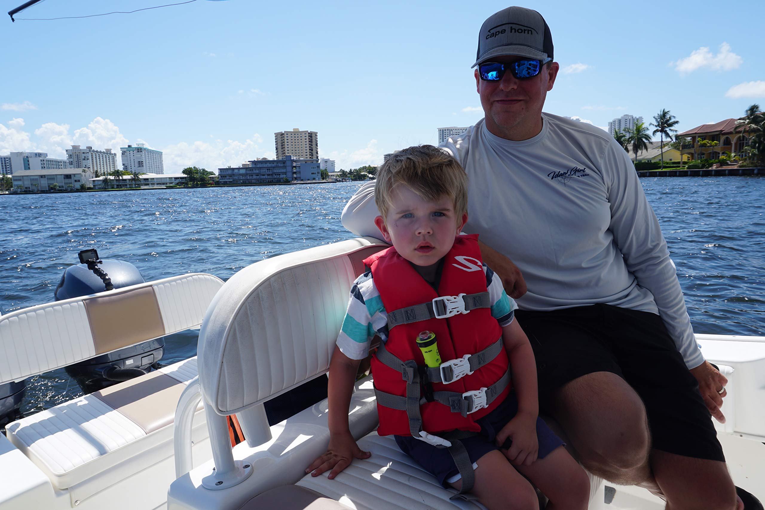 ACR FLOAT-ON OLAS Man Overboard System for adults, kids, and pets with integrated LED Flashlight and Water Activated Strobe for boating safety