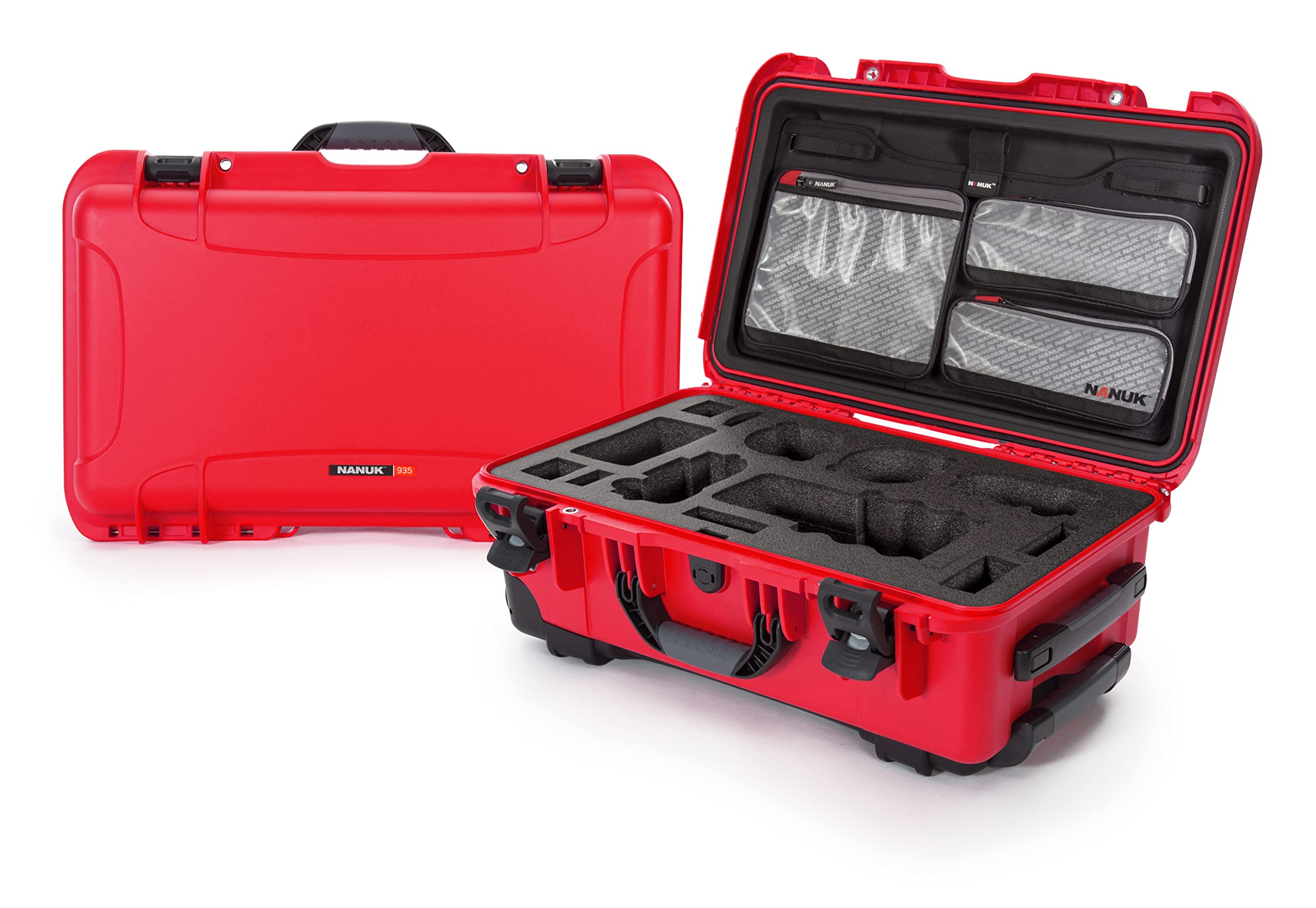 Waterproof Nanuk 935 Carry-On Hard Case with Lid Organizer for Sony A7R Size Camera w/Wheels - Red,935-SON9