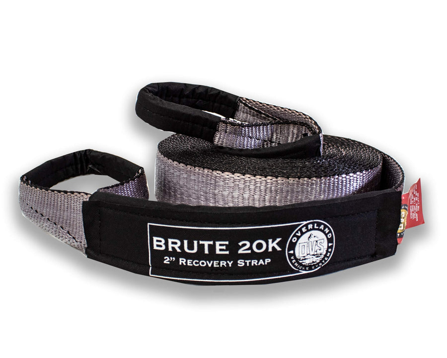 Tow Strap Overland Vehicle Systems 20,000 lb. 2" x 30' Gray with Black Ends & Storage Bag Universal - 20,000 lb. Breaking Strength - for Use in Automotive Recovery and Towing