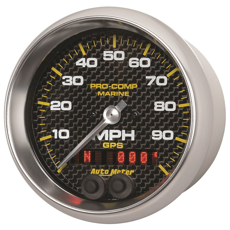 Speedometer AutoMeter Gauge, 3 3/8", 100Mph, GPS, Marine Carbon Fiber (200636-40)