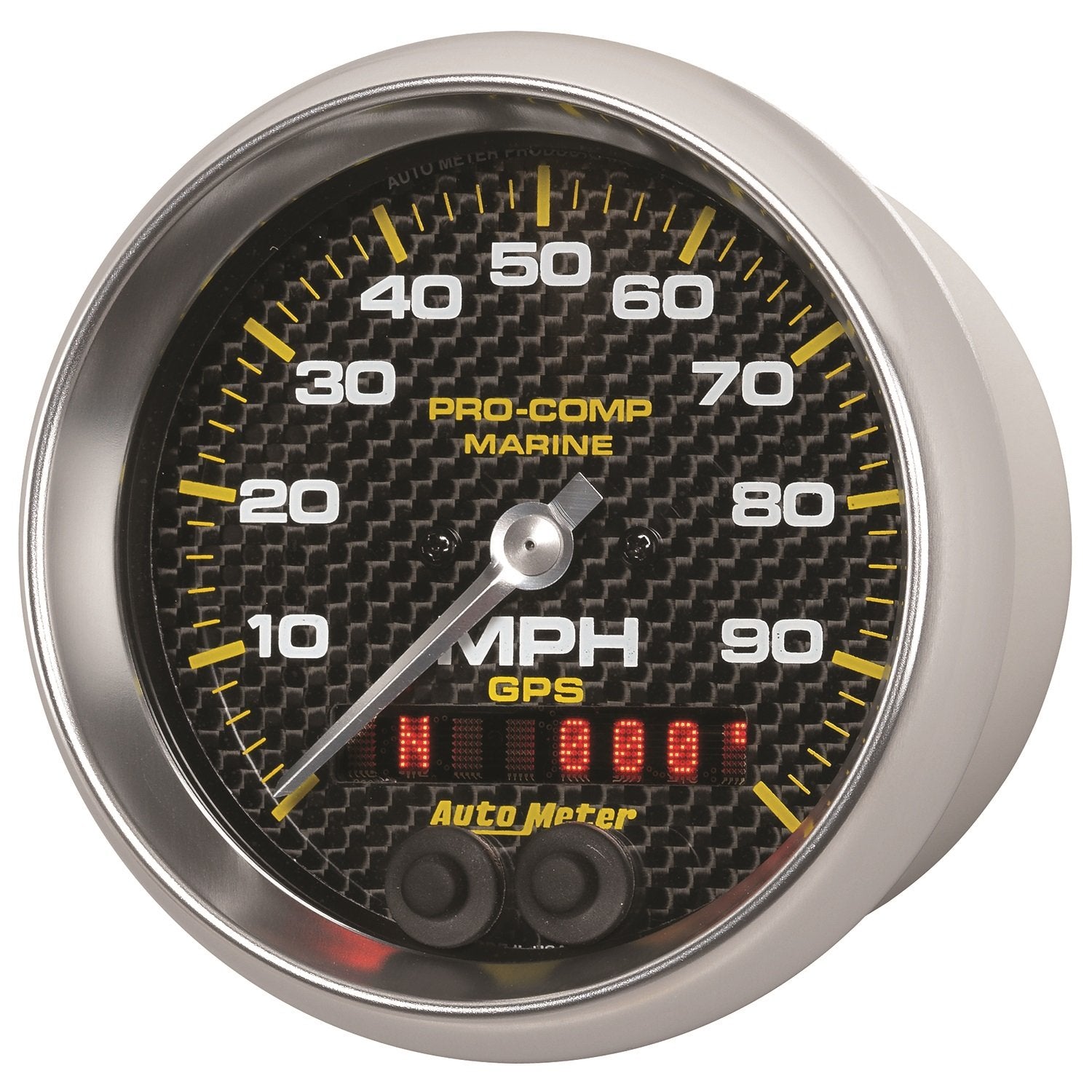 Speedometer AutoMeter Gauge, 3 3/8", 100Mph, GPS, Marine Carbon Fiber (200636-40)