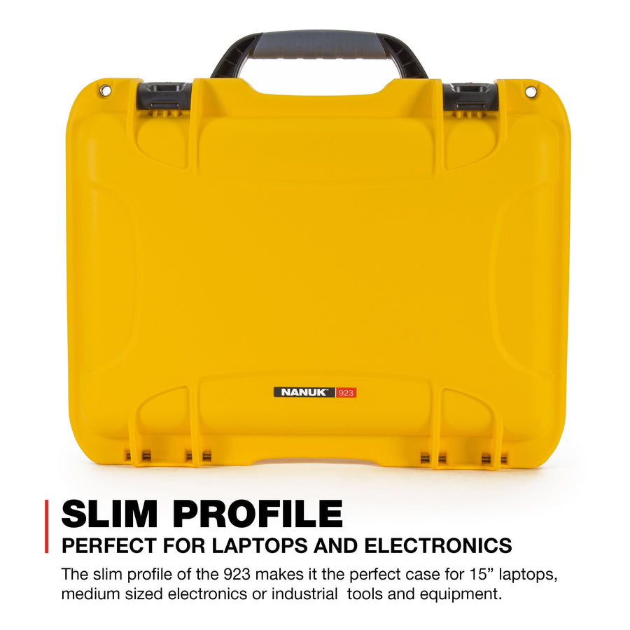 Waterproof Nanuk 923 Hard Case with Padded Dividers and Incorporated TSA Approved Travel Lock Latches - Yellow