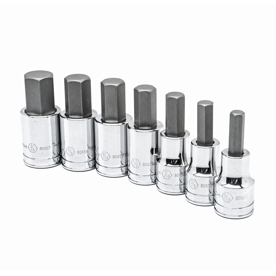 7 Pc. GEARWRENCH 1/2" Drive Hex Bit Socket Set, SAE - 80721