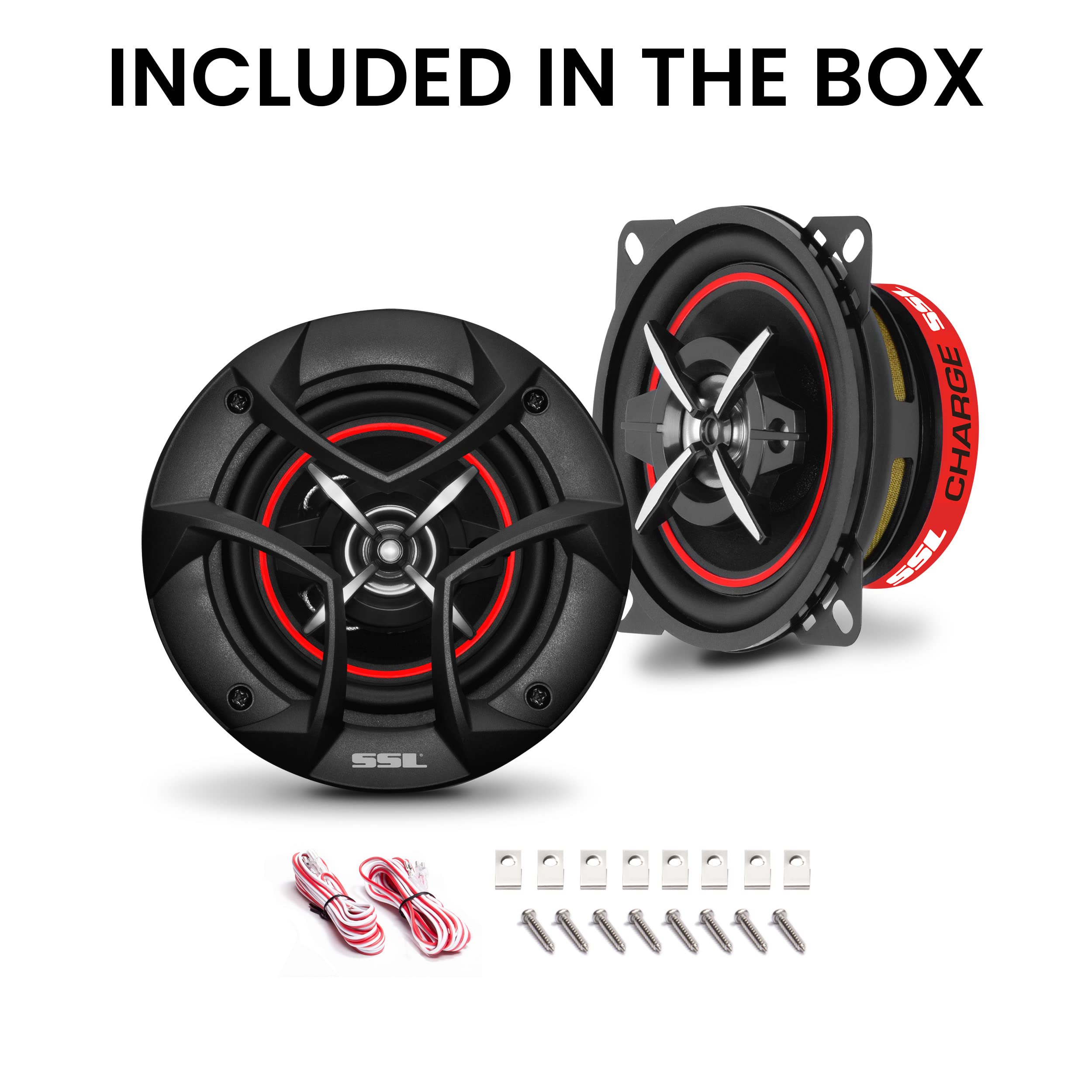 Sound Storm Laboratories Charge Series CG443 4 Inch Car Stereo Door Speakers - 200 Watts Max, 3 Way, Full Range Audio, Tweeters, Coaxial, Sold in Pairs