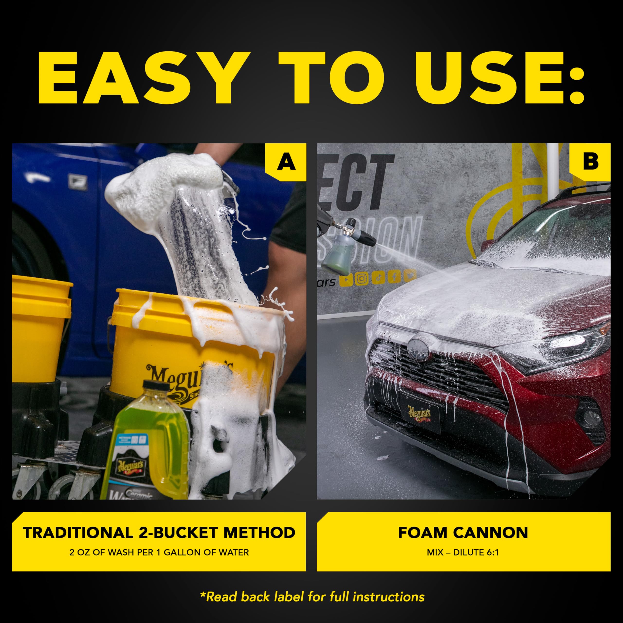 Hybrid Ceramic Wash & Wax Meguiar's - Sophisticated Car Wash Gently Cleans and Adds Shine and Slickness While Boosting Paint with Hybrid Ceramic Wax and Extreme Water Beading - 48oz