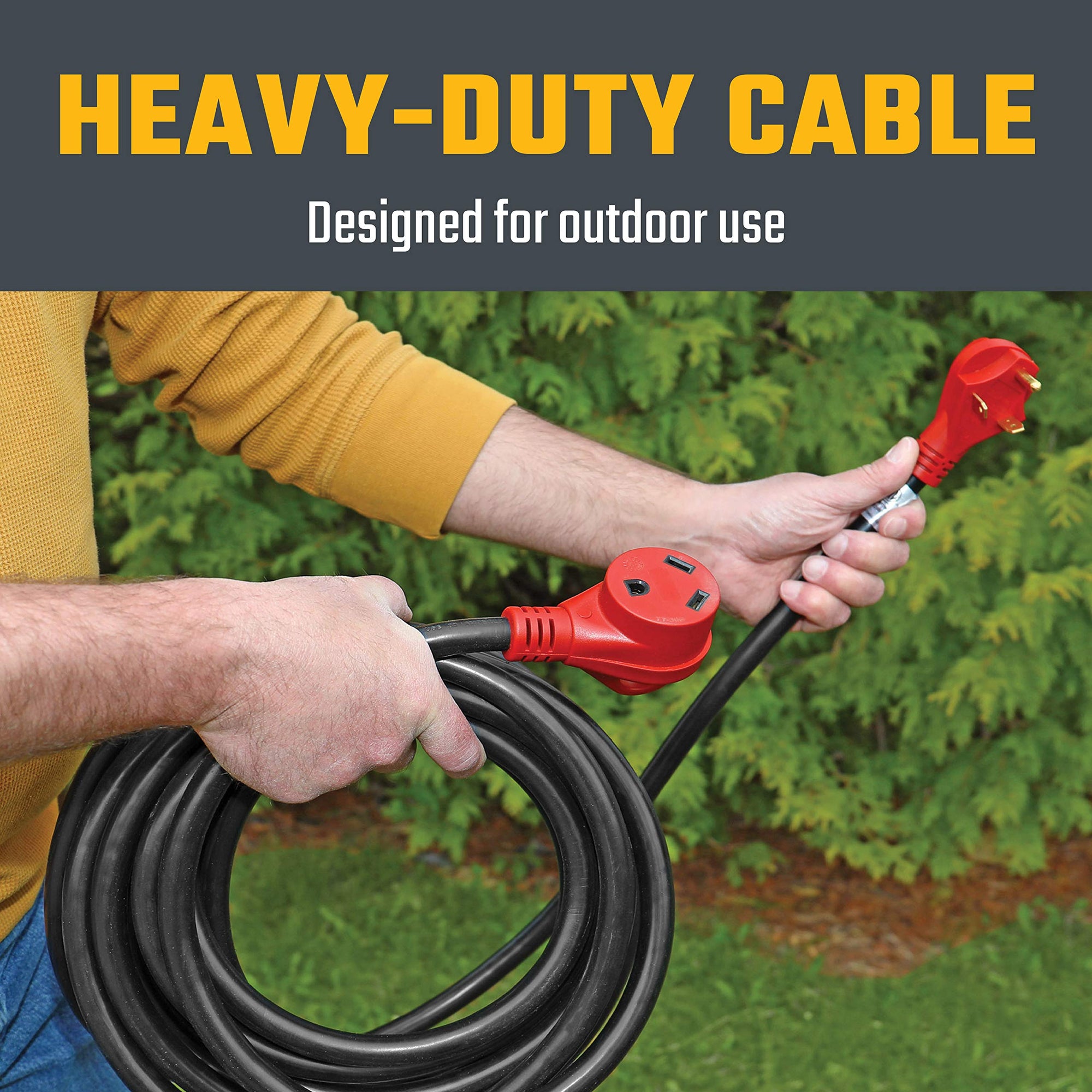 Mighty Cord Valterra A10-3025EH RV 30-Amp Extension Cord, 25 ft., Red