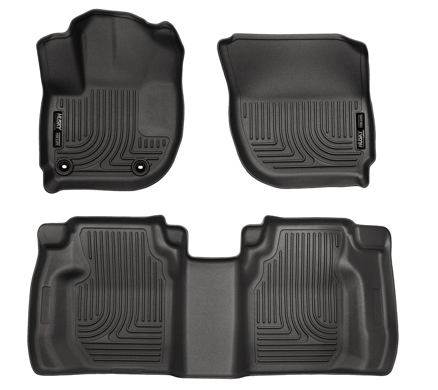Weatherbeater Husky Liners Floor Mats | Fits 2015-2020 Honda Fit | Front & 2nd Row, 3-pc Black - 99491