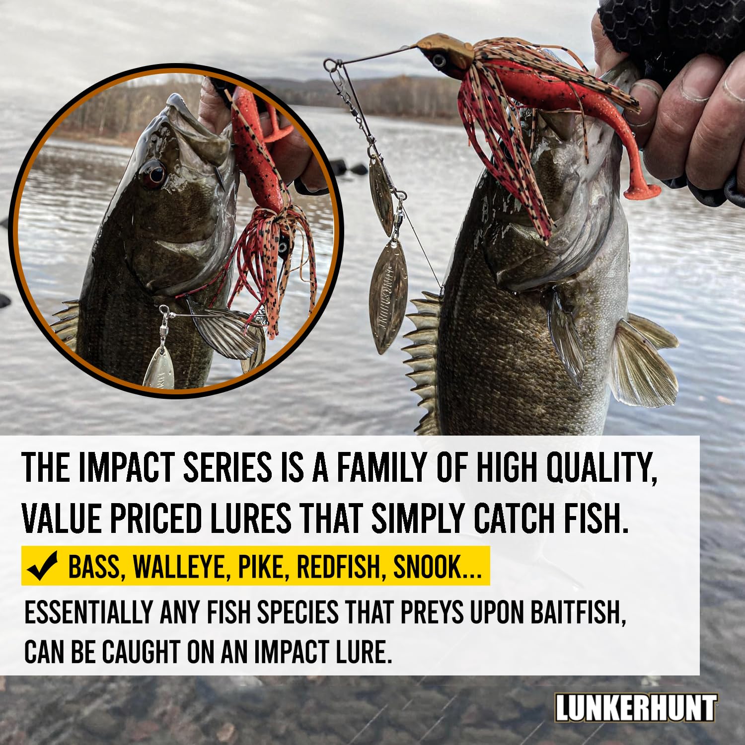 Impact Ignite Lunkerhunt | Spinnerbaits with 2 Willow Leaf Blades | Sink Fast Fishing Lure for Bass and Trout | Silicon Skirt, Swim Jig Saltwater and Deep Water Fishing Bait