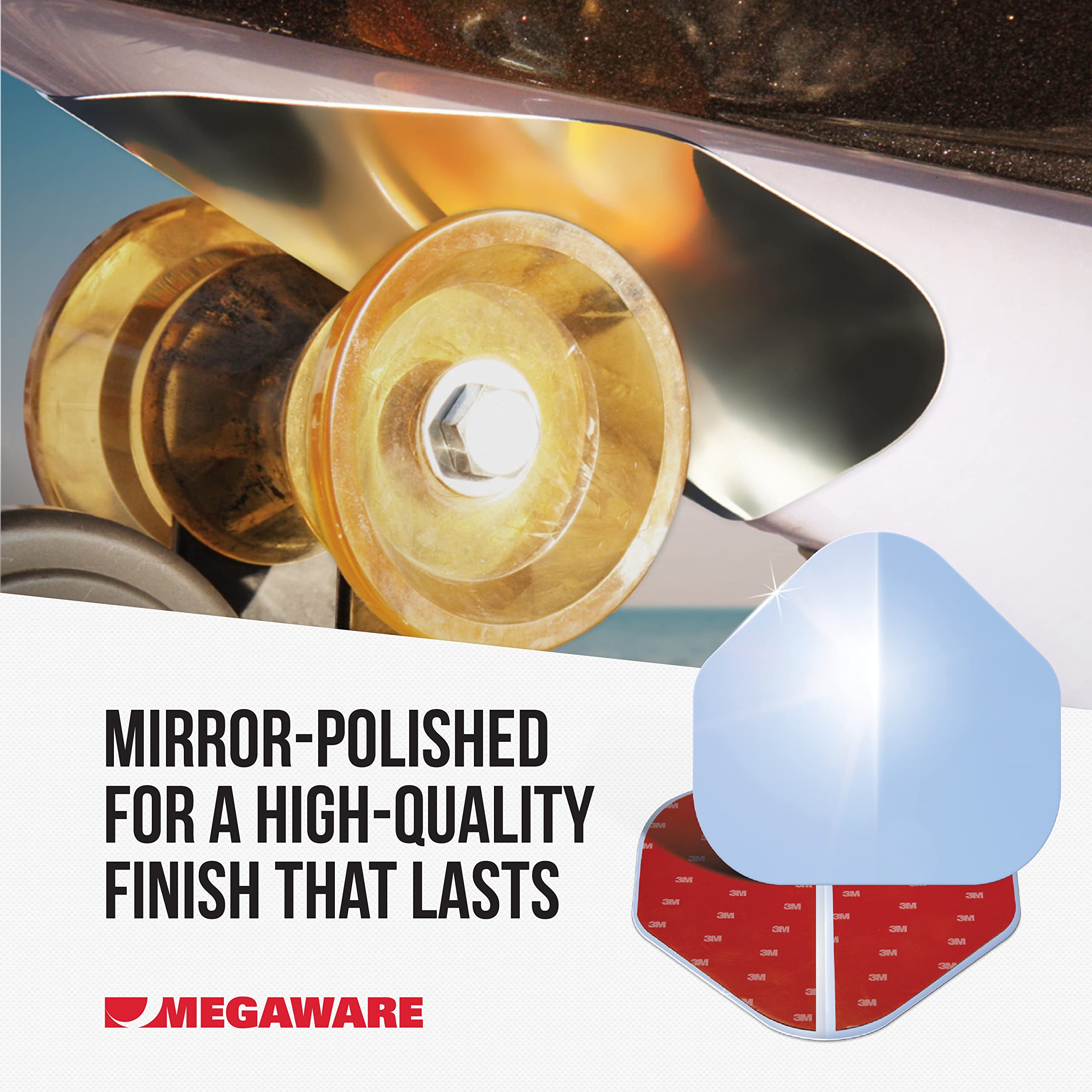 MEGAWARE ScuffBuster KEELGUARD XL BowGuard, Prevent Trailer Bow Roller Damage by Stern Eye Bolt; 3M Adhesive; Stainless Steel Mirror Polished Finish; Easily Bends; Solid (9" x 8.75")