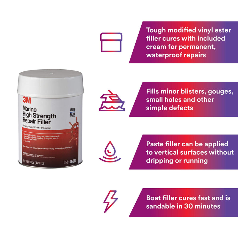 3M High Strength Marine Repair Filler, 46014, 1 gal, White, Gallon