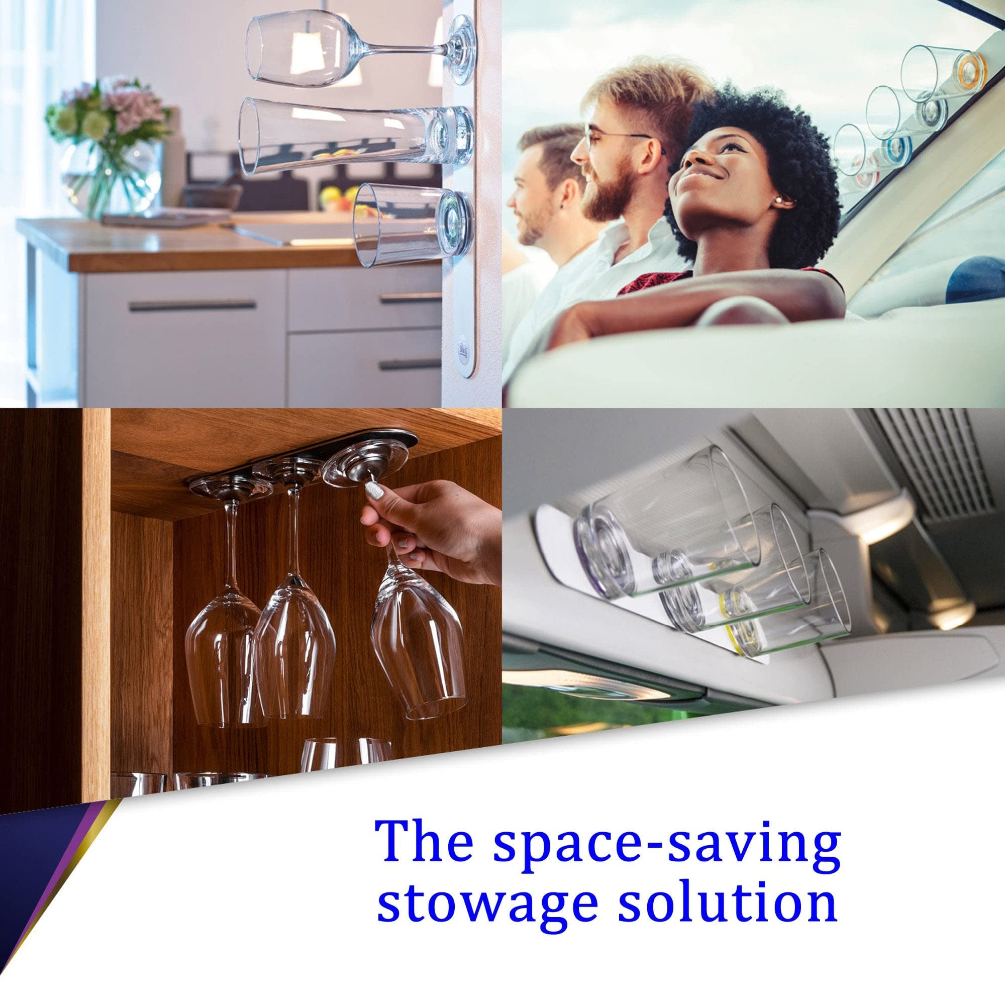 Metal Strip silwy® Black for Safe, Space-Saving, and Overhead Storage of up to 3 Magnetic Glasses