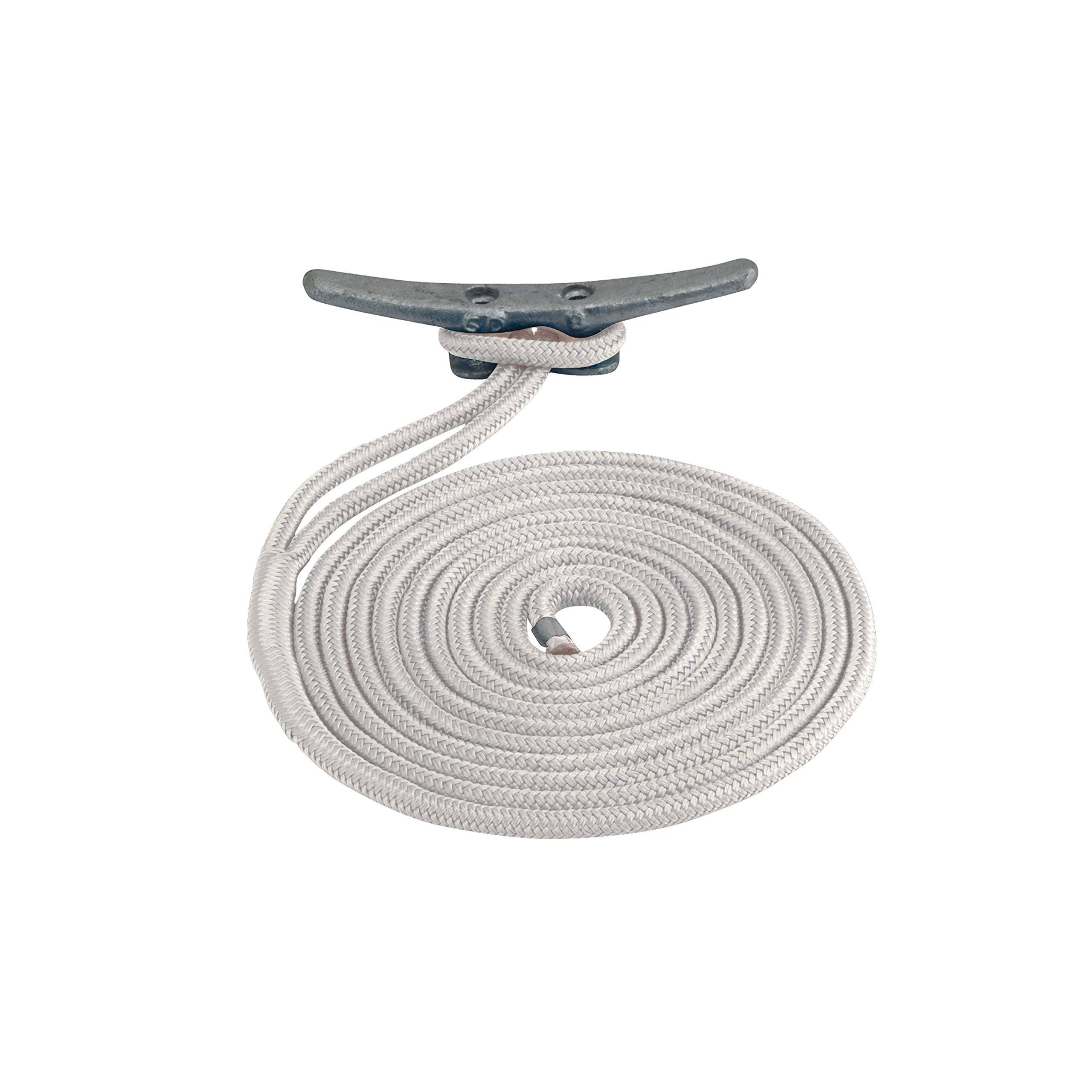 Double Braided Nylon Dock Line Sea Dog 302112025WH-1, 1/2" x 25' / White