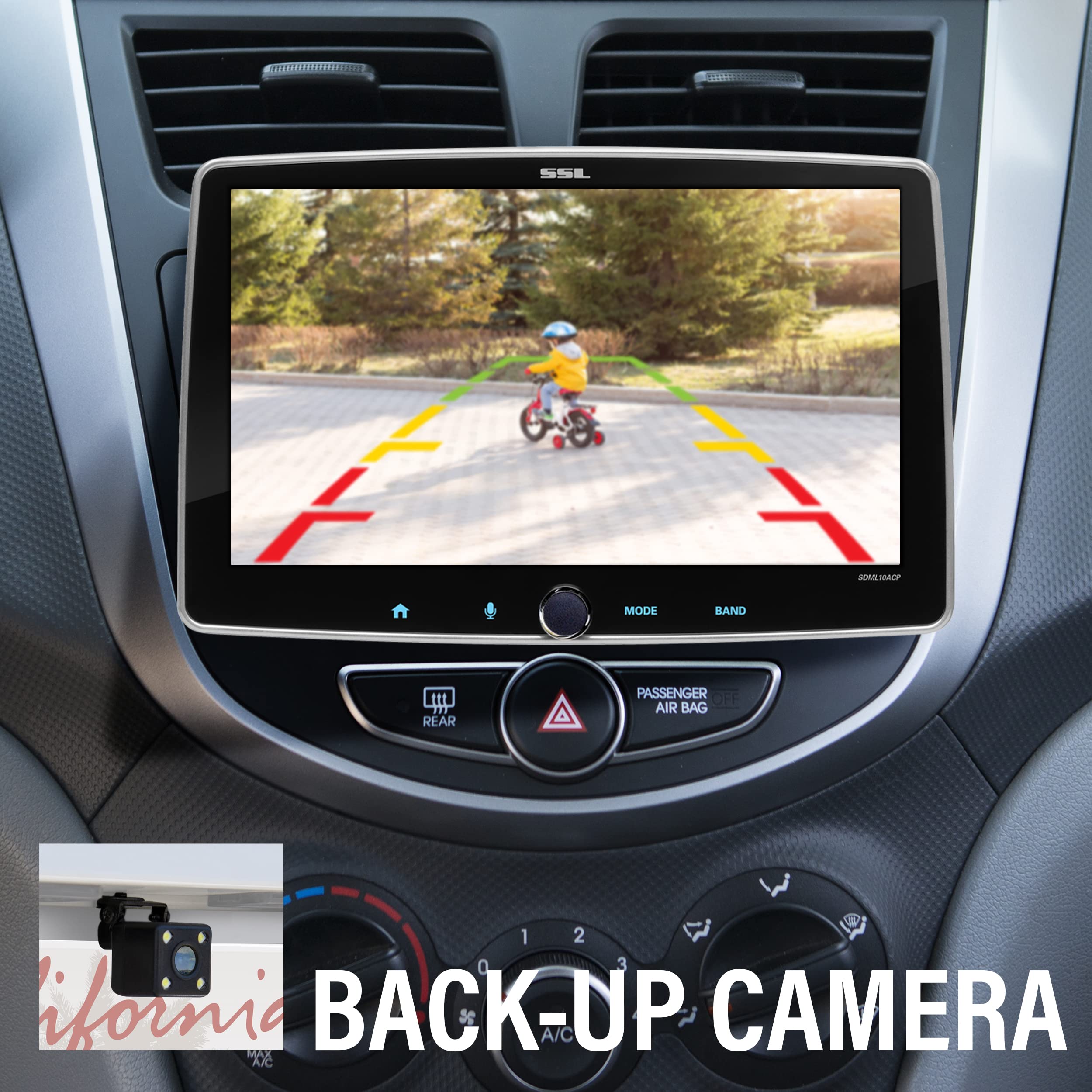 Apple CarPlay Sound Storm Laboratories SDML10ACPR Android Auto Car Multimedia Player – Single Din Chassis With 10 Inch Capacitive Touchscreen, Bluetooth, No DVD, Rear Camera Included, RGB Illumination