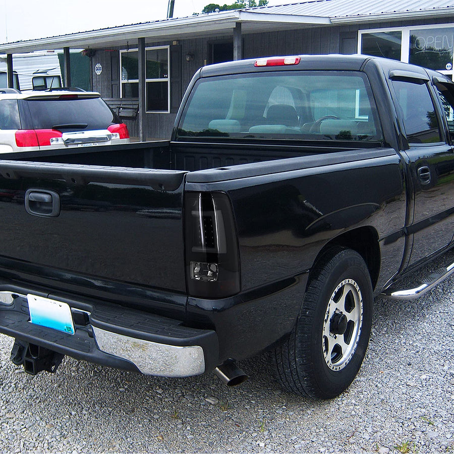 Glossy Black Smoke LED Tube Brake Lights SPEC-D TUNING Compatible with 2003-2006 Chevy Silverado 1500/1500HD/2500/2500HD, 2004-2006 Chevy Silverado 3500, Left + Right Pair Assembly