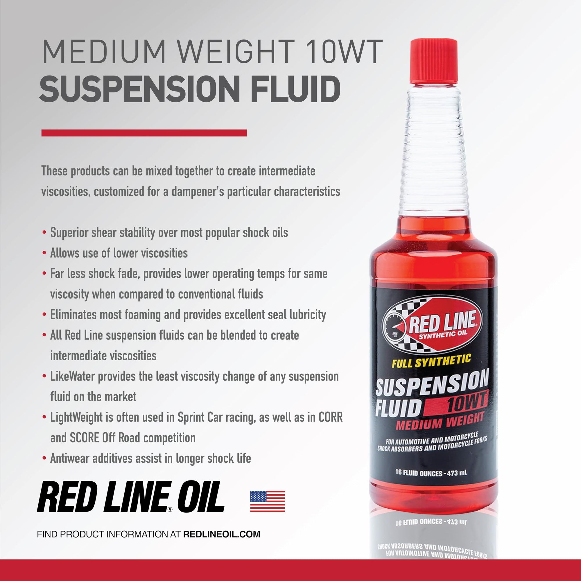 10WT Red Line Medium Synthetic Suspension Fluid (Red) - 16 Ounce