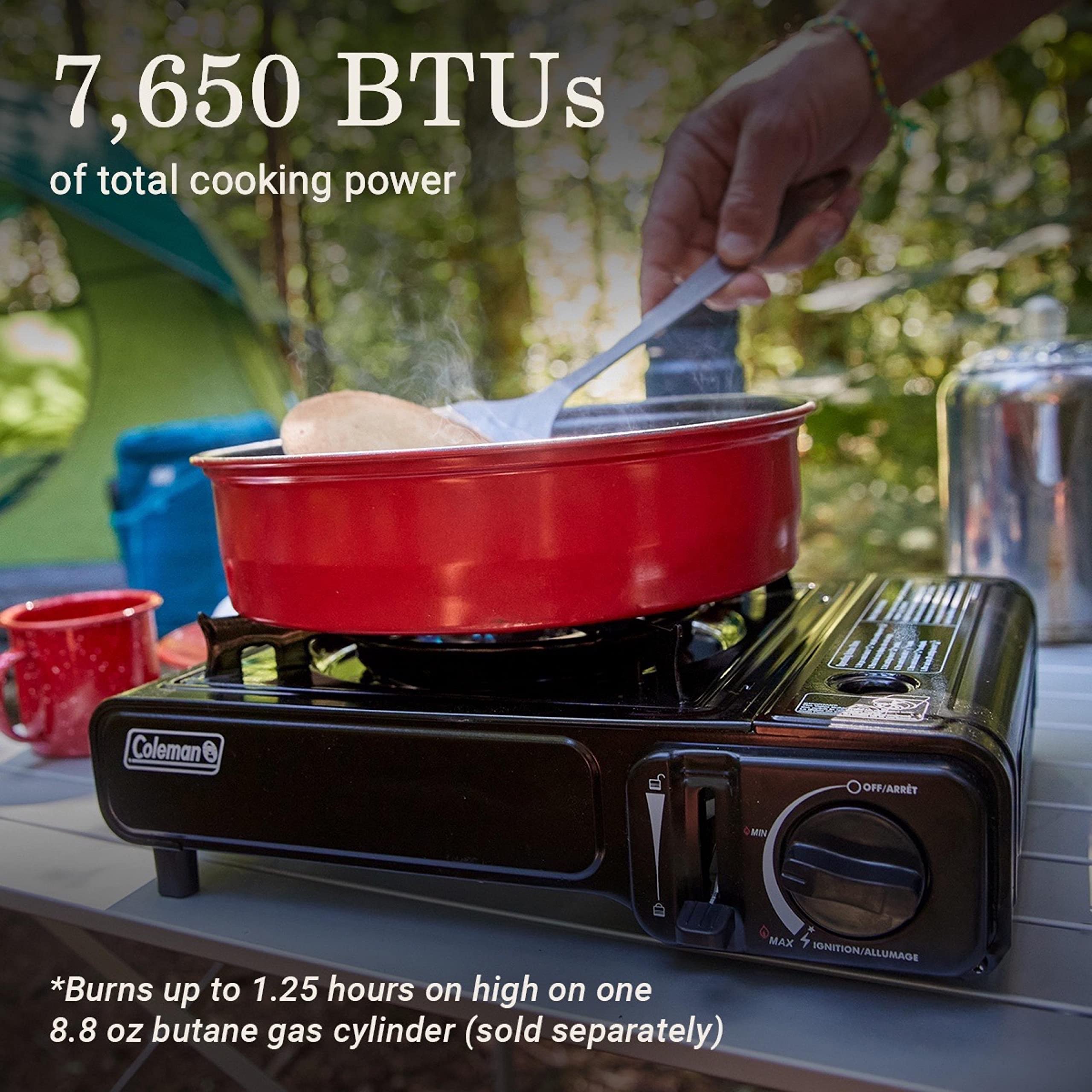 Coleman 1-Burner Classic Butane Stove, Portable Camping Cooktop with Carry Case & InstaStart Ignition, Adjustable Burner with 7650 BTUs of Power for Camping, Grilling, Tailgating, & More