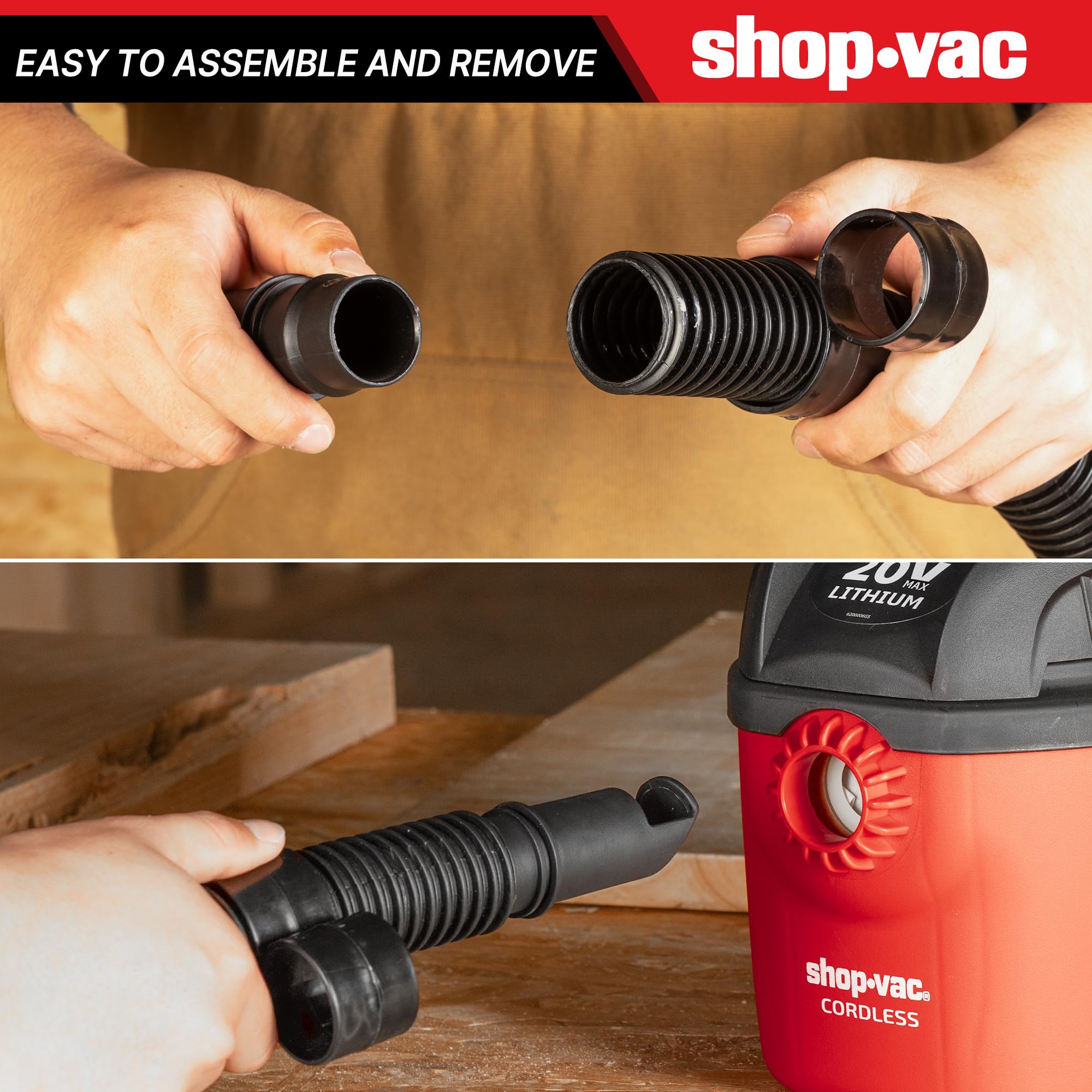Flexible Hose Shop-Vac 9056400, 1-1/4 in. Diameter x 4 ft. Length, Durable For Wet/Dry Vacuums, Black (1-Pack)