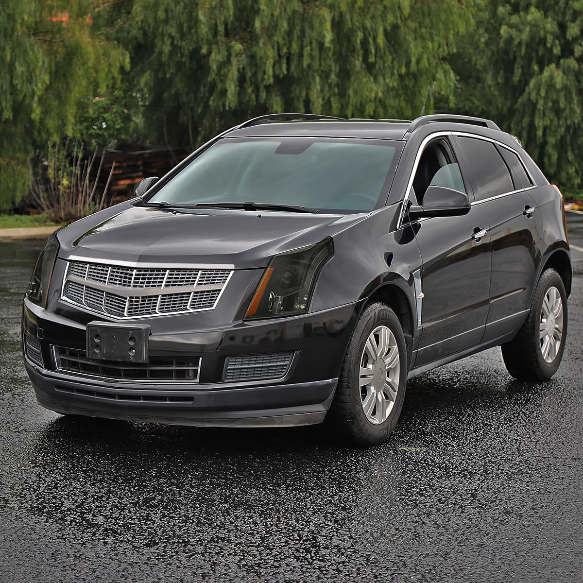 Black Smoke SPEC-D TUNING Projector Headlights Compatible with 2010-2016 Cadillac SRX, Left + Right Head Lamps Assembly