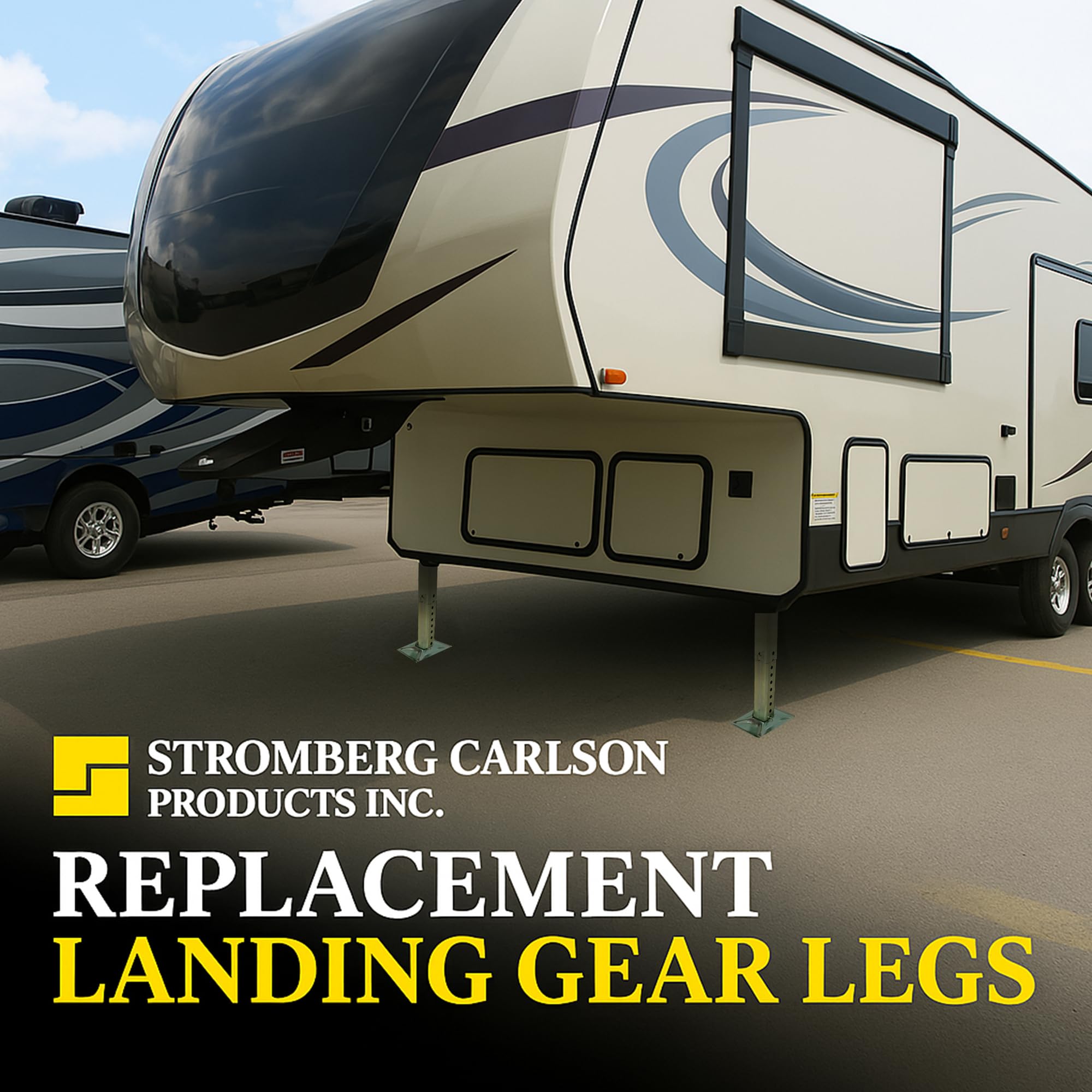 Stromberg Carlson Venture LG-177202 Lead Leg - 5th Wheel Landing Gear Replacement for RV, Camper & Trailer - Compatible with Lippert, Pac-Rim & Venture - Pin Included - Black, 33.5" Leg