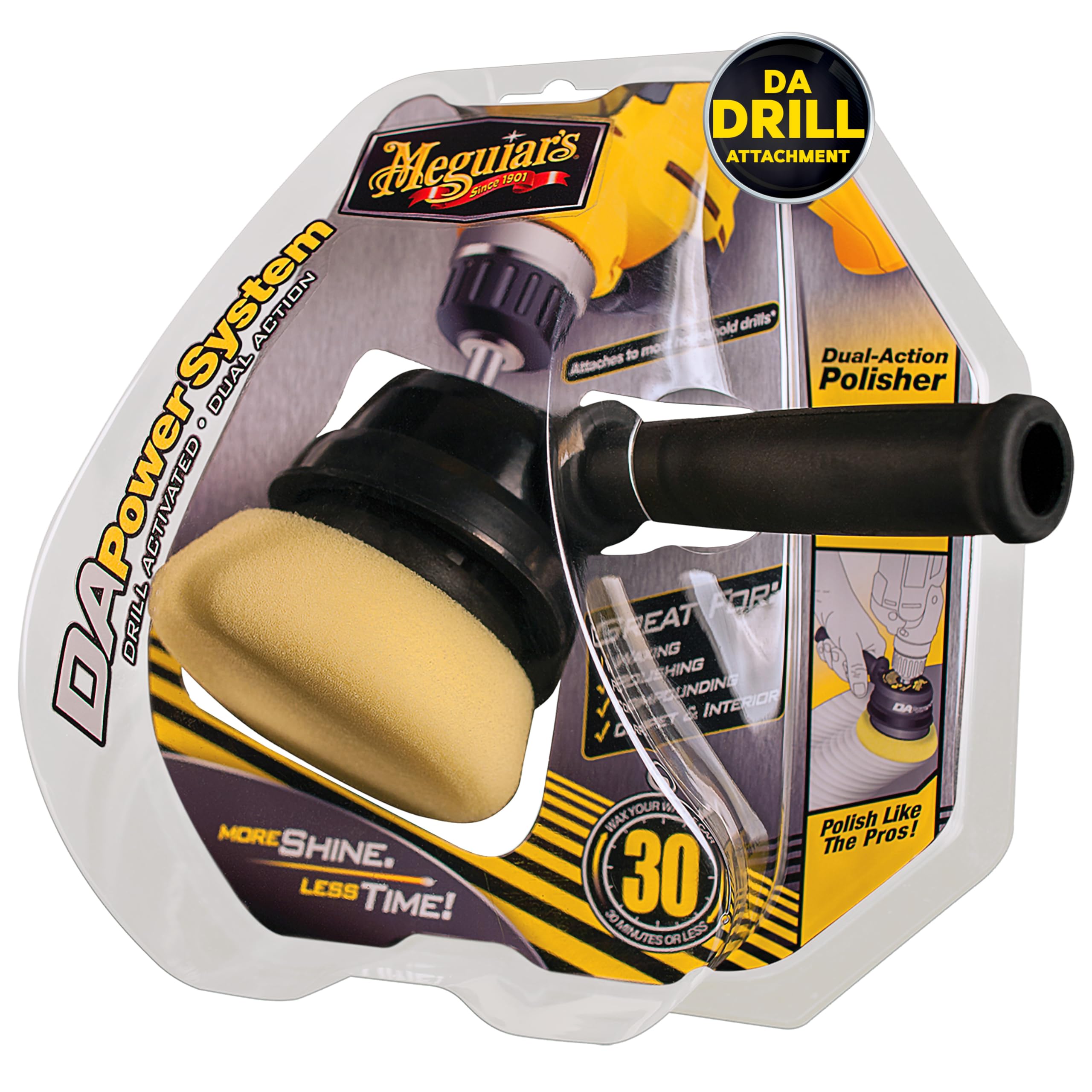 Meguiar's Dual Action Power System Tool G3500, Boost Your Auto Care Arsenal with This Car Detailing Tool, Apply Product and Remove Imperfections, Conveniently Attaches to Most Standard Drills
