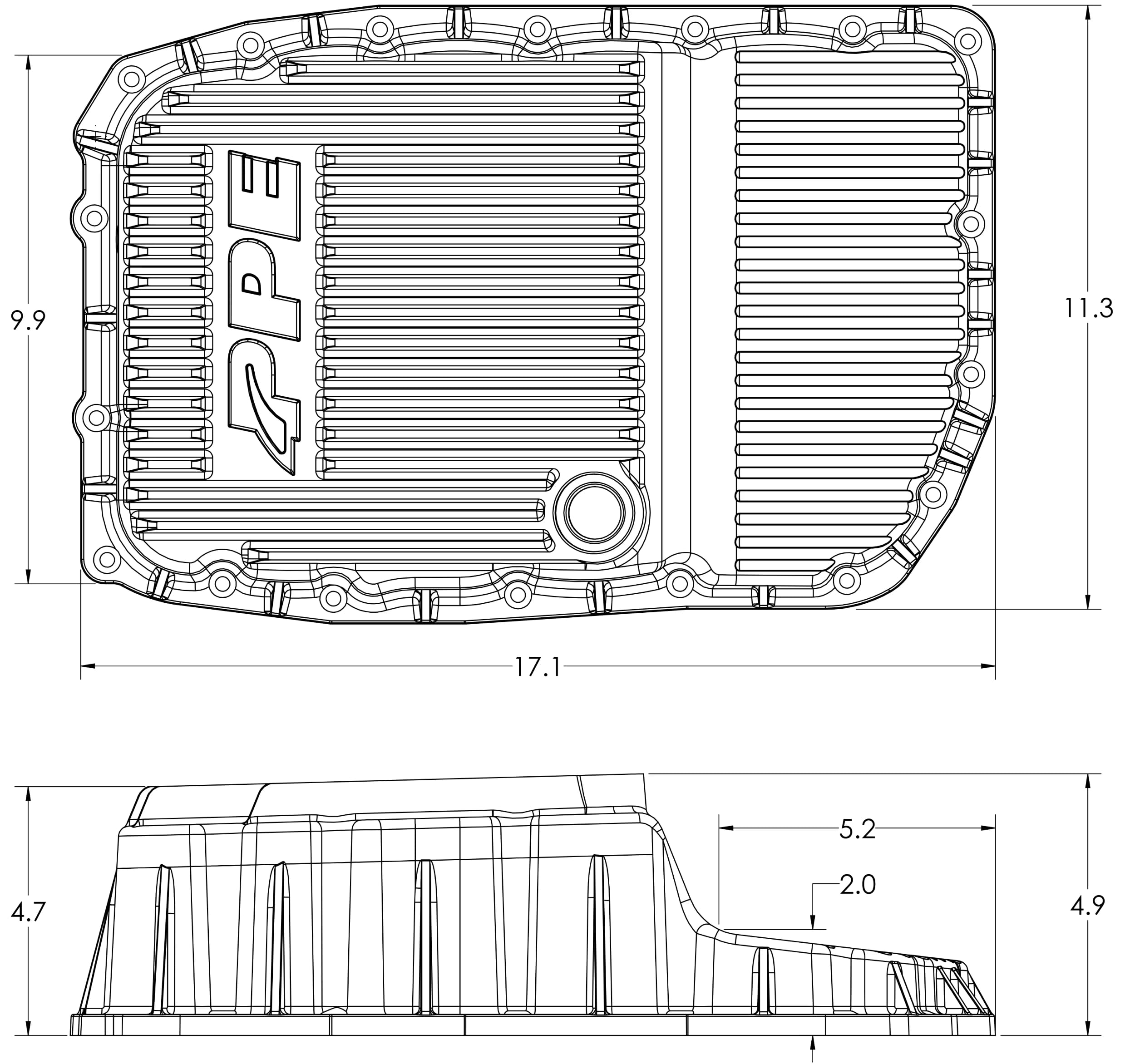 Performance Engineering Pacific 2007-2020 GM w/ 6L80 Heavy-Duty Cast Aluminum Transmission Pan Brushed