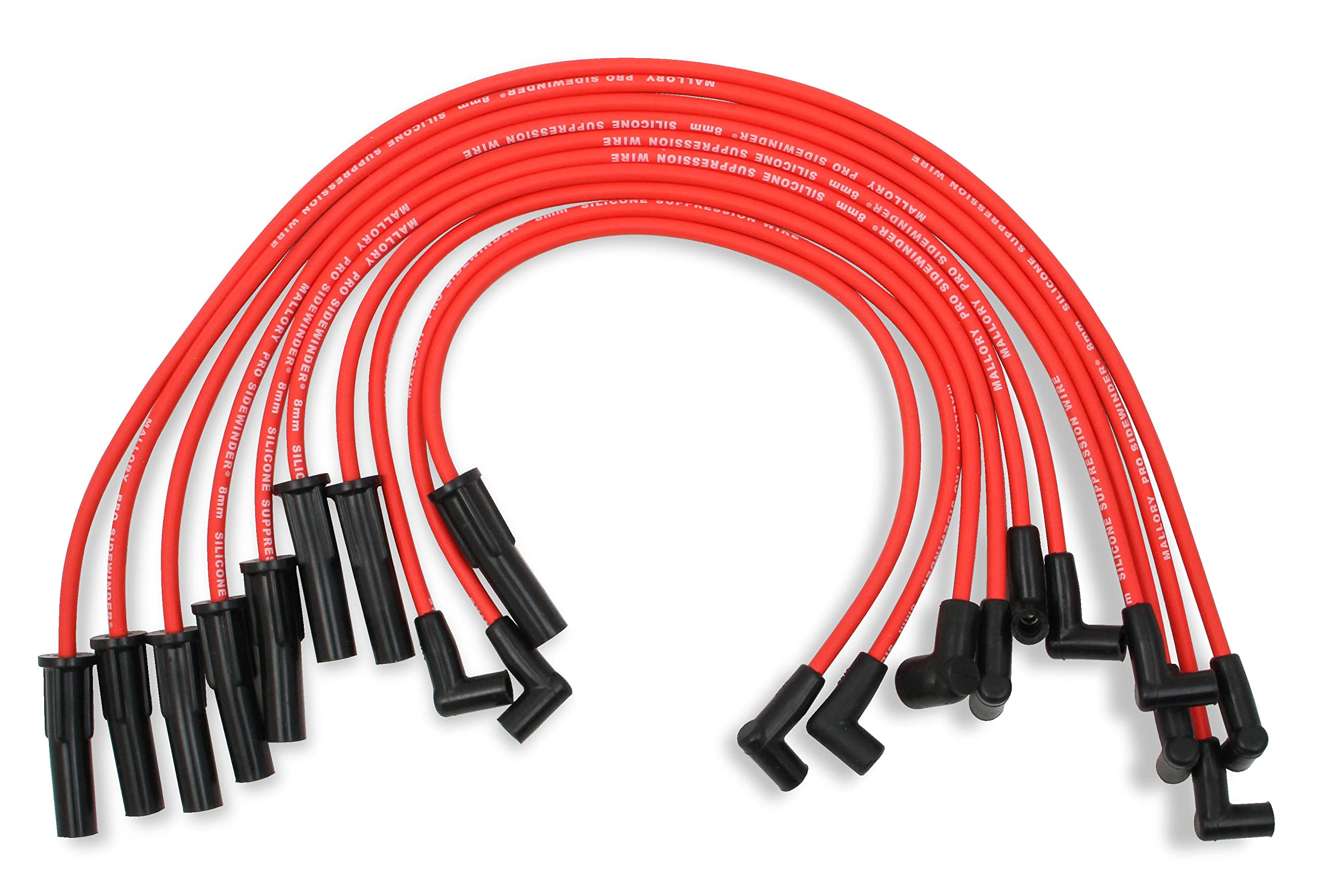 611 Mallory Pro Wire Set 8mm Red Silicone Jacket Black Plug Boots Wire Set Pro