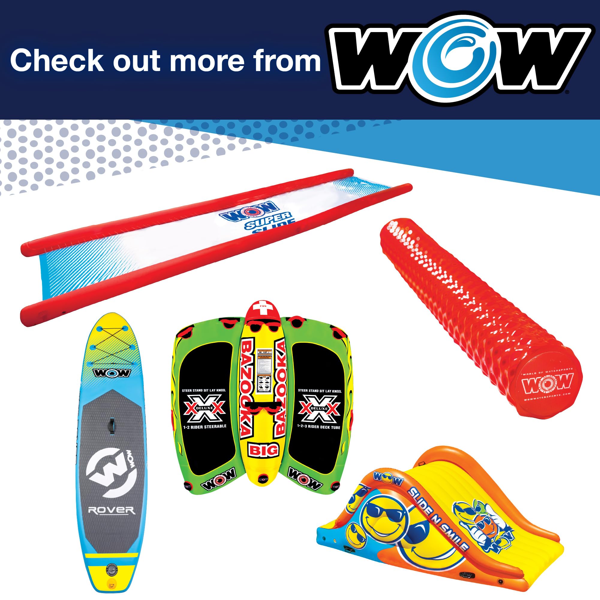 8 ft Wow Sports Inflatable Pontoon Waterfall Slide for Boats - Perfect Summer Lake Party Accessory for Kids & Adults