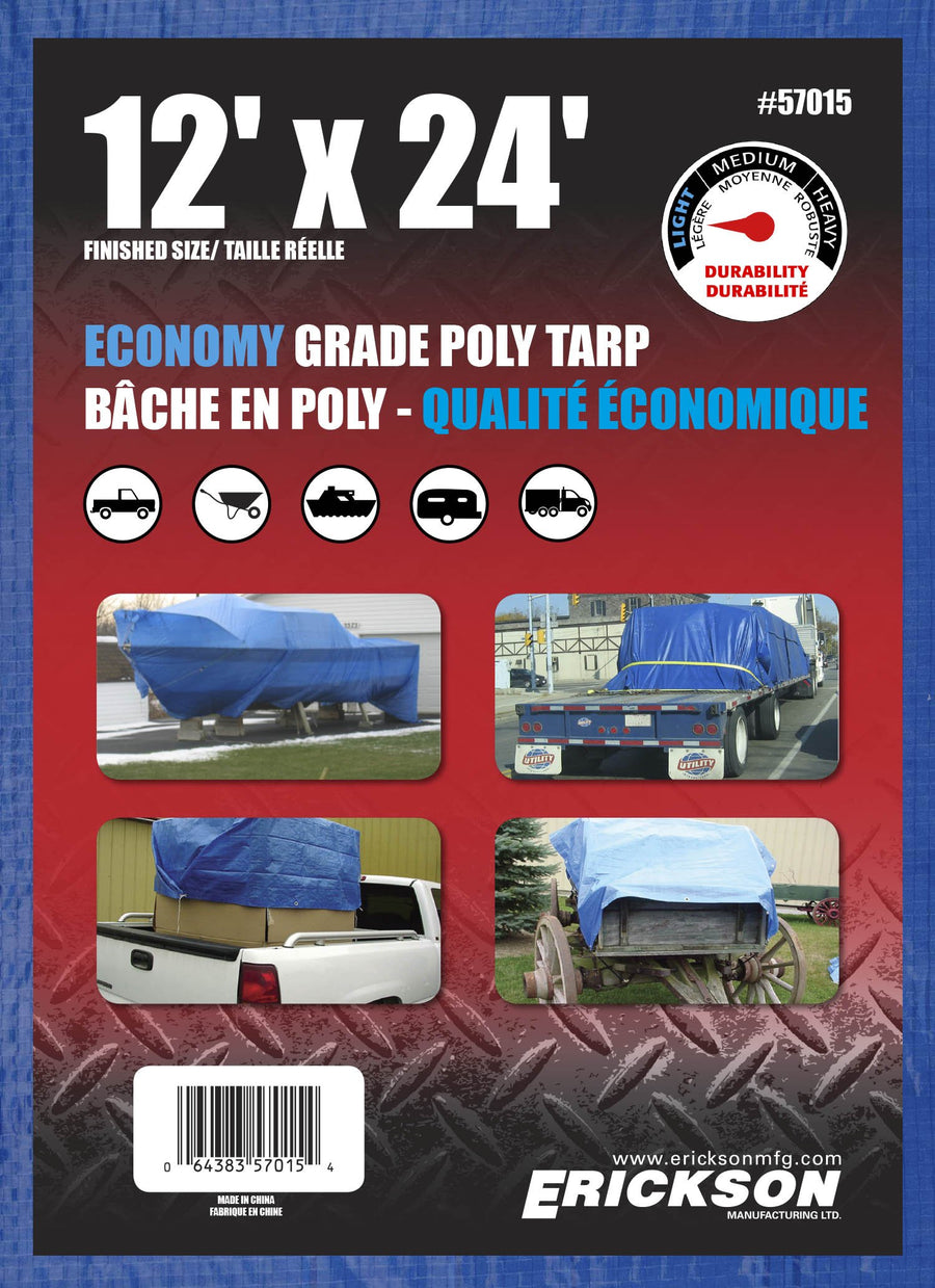 Blue Economy Poly Tarp Erickson 57015, 12' x 24', 1 Pack