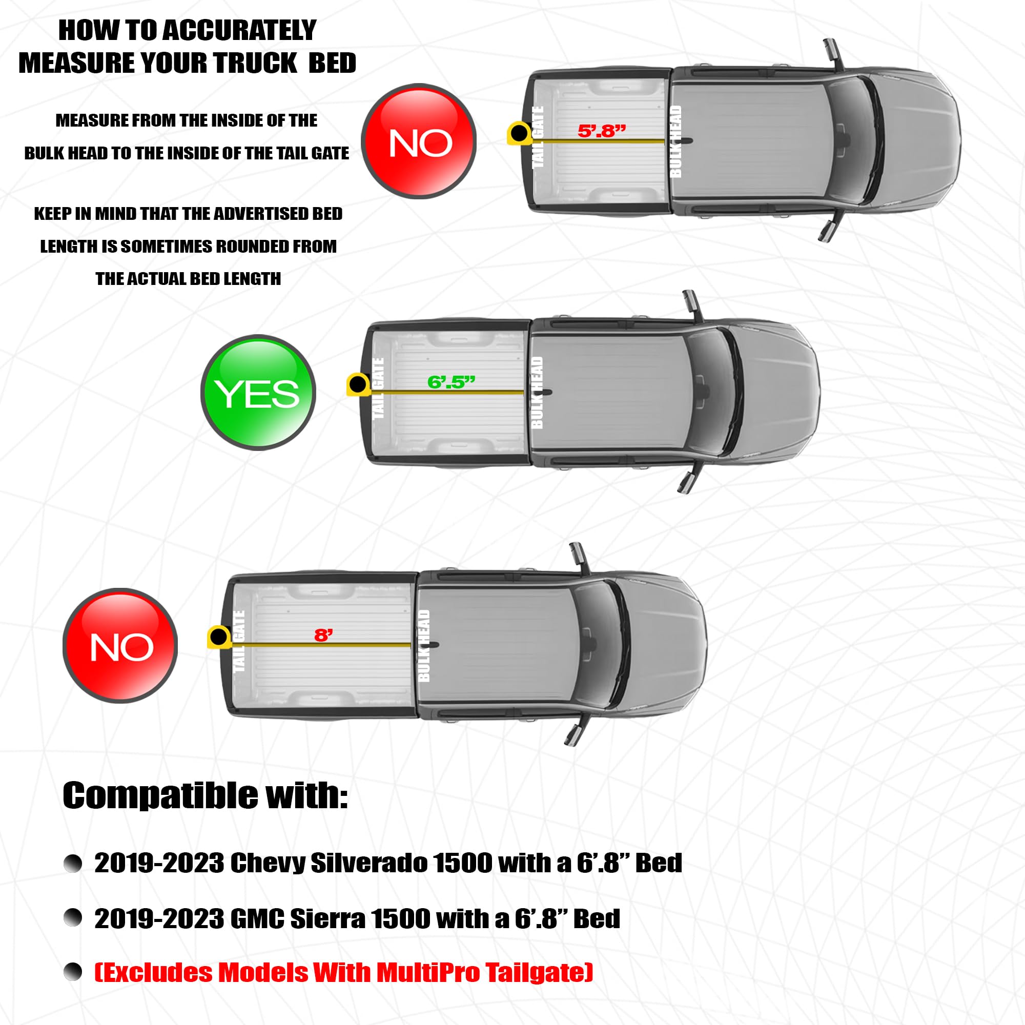 CoveRex Armordillo TFX Low Profile Flush Mount Hard Tri-Fold Truck Bed Tonneau Cover 7162266 Fits 2019-2024 Chevy Silverado GMC Sierra 1500/2022 LTD Limited 6.5 Ft (78") Bed