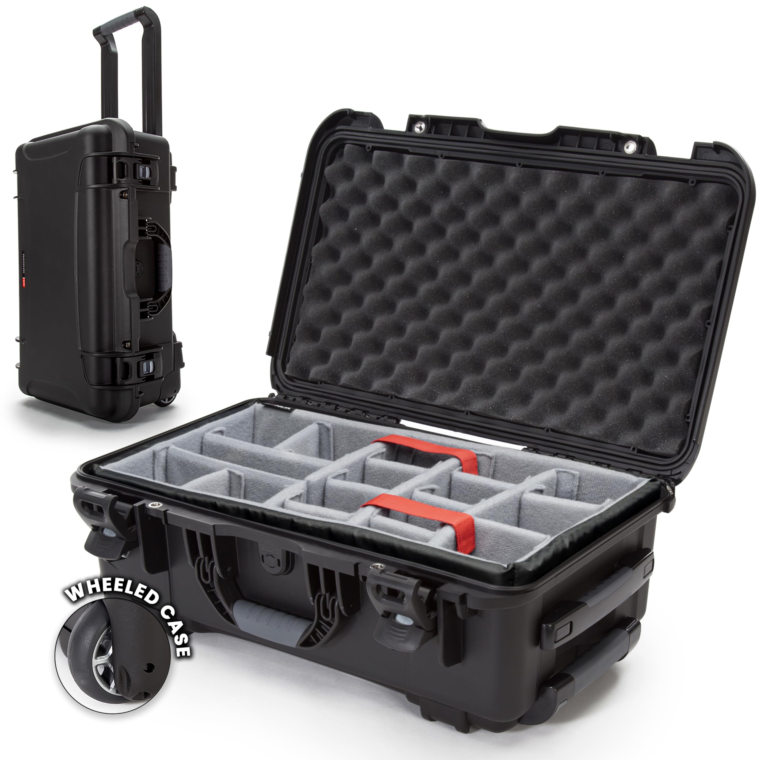 NANUK Hard Case 935 with Padded Divider – Waterproof Equipment Case with Wheels, 22” x 14” x 9” – Dustproof and Impact Resistant, Airline Carry-On Approved – Black