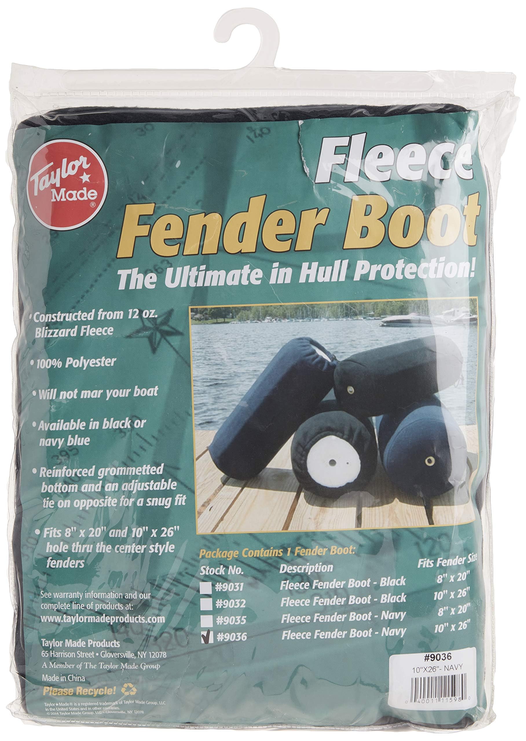 Fleece Boat Fender Cover Taylor Made Products for Center Rope Tube Style Fenders (10" x 26", Navy Blue)