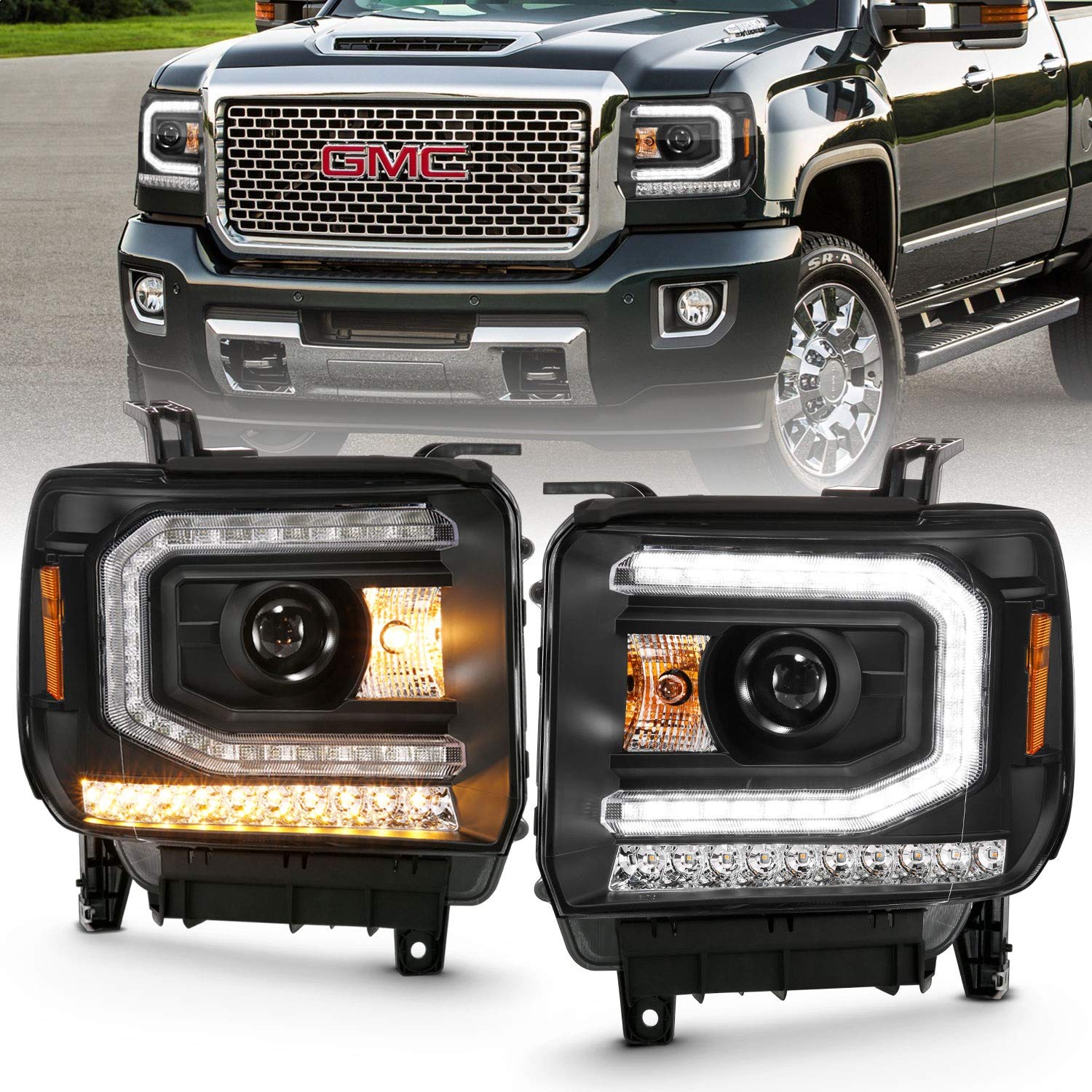 111485 ANZO USA Projector Headlamps Fits GMC Sierra 1500