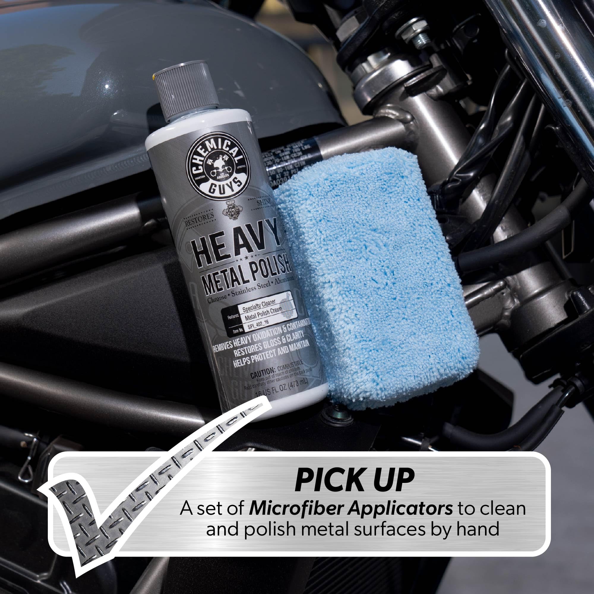 Chemical Guys Heavy Metal Polish Restorer and Protectant - Cleans, Protects & Restores, Aluminum, Stainless Steel, Chrome Polish & More, Safe for Cars, Trucks, Motorcycles, RVs, and Boats - 16 oz