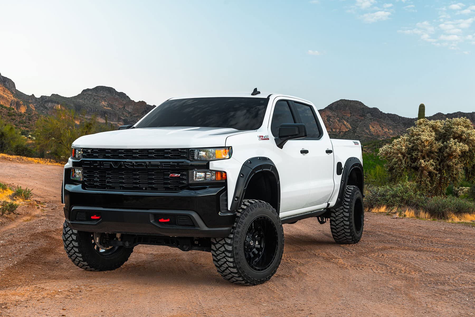 Defender Fender Flares Rough Country for Chevy Silverado 1500 (2019-2026 & Refresh) - 2" Extra Tire Coverage, UV-Resistant ABS, Flat Black (Set of 4)