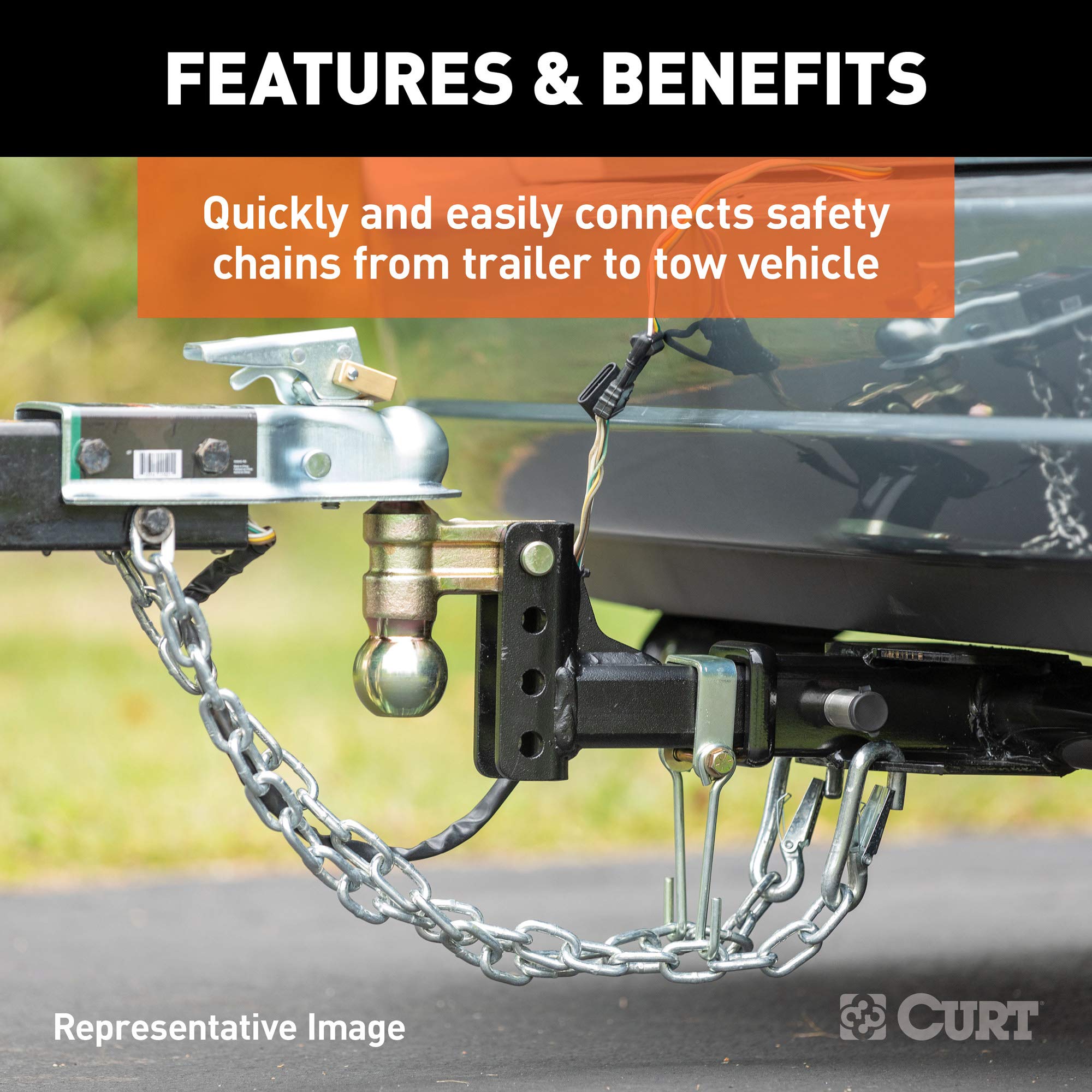 CURT Snap Hook 81261 Trailer Safety Chain Hook Carabiner Clip, 3/8-Inch Diameter, 2,000 lbs