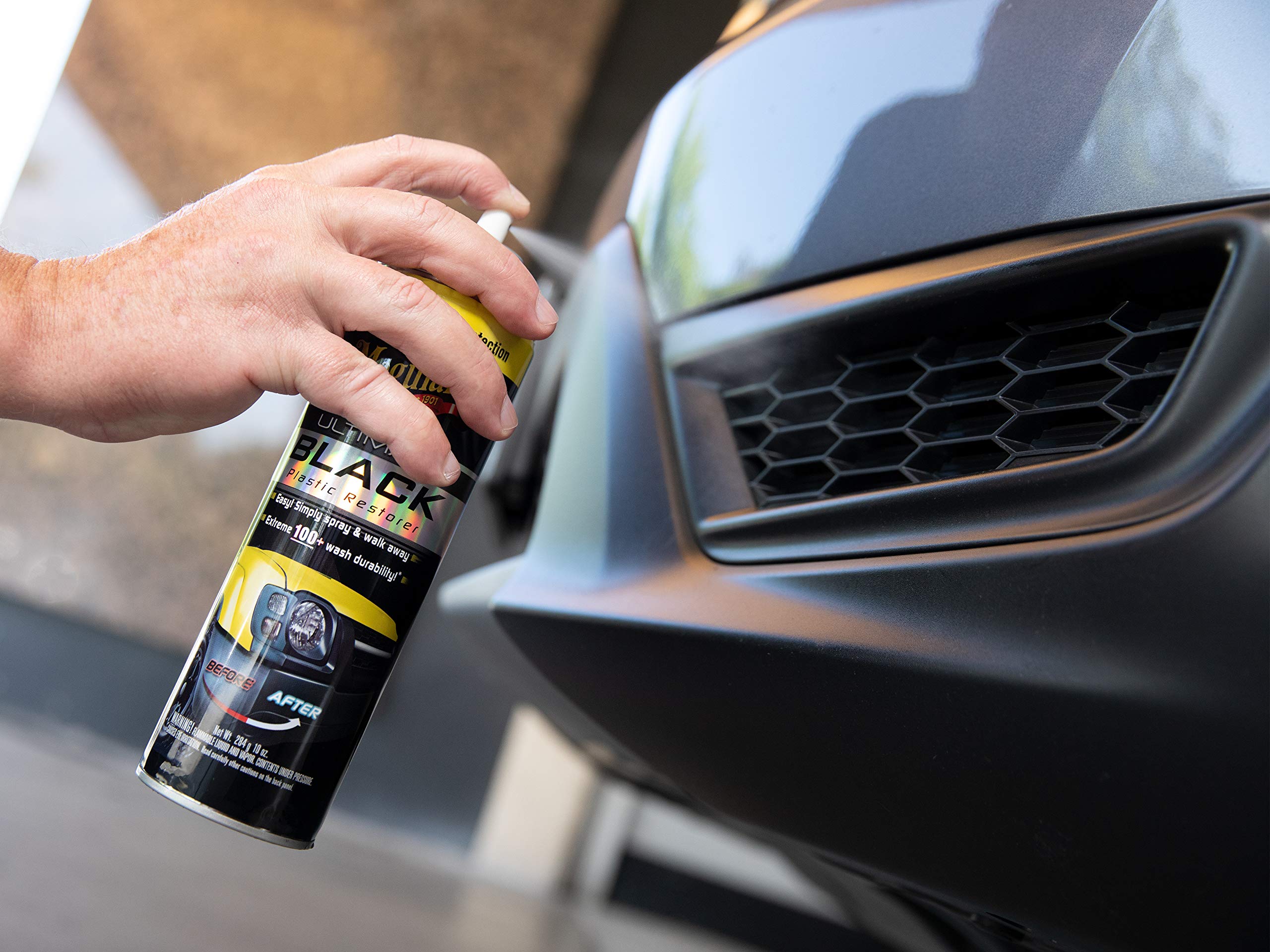 Meguiar's Plastic Restorer Ultimate Black - Restore Faded Exterior Trim, Add Shine and Protect Exterior Trim with Durability and UV Protection - Makes Trim and Plastic Look Like New, 10 Oz Aerosol