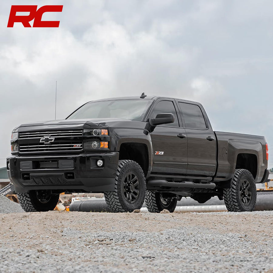 Rough Country 3.5" Lift Kit for Chevy Silverado & GMC Sierra 2500HD/3500HD w/V2 Shocks (2011-2019 with Factory Rear Overload Springs) - Red Control Arms