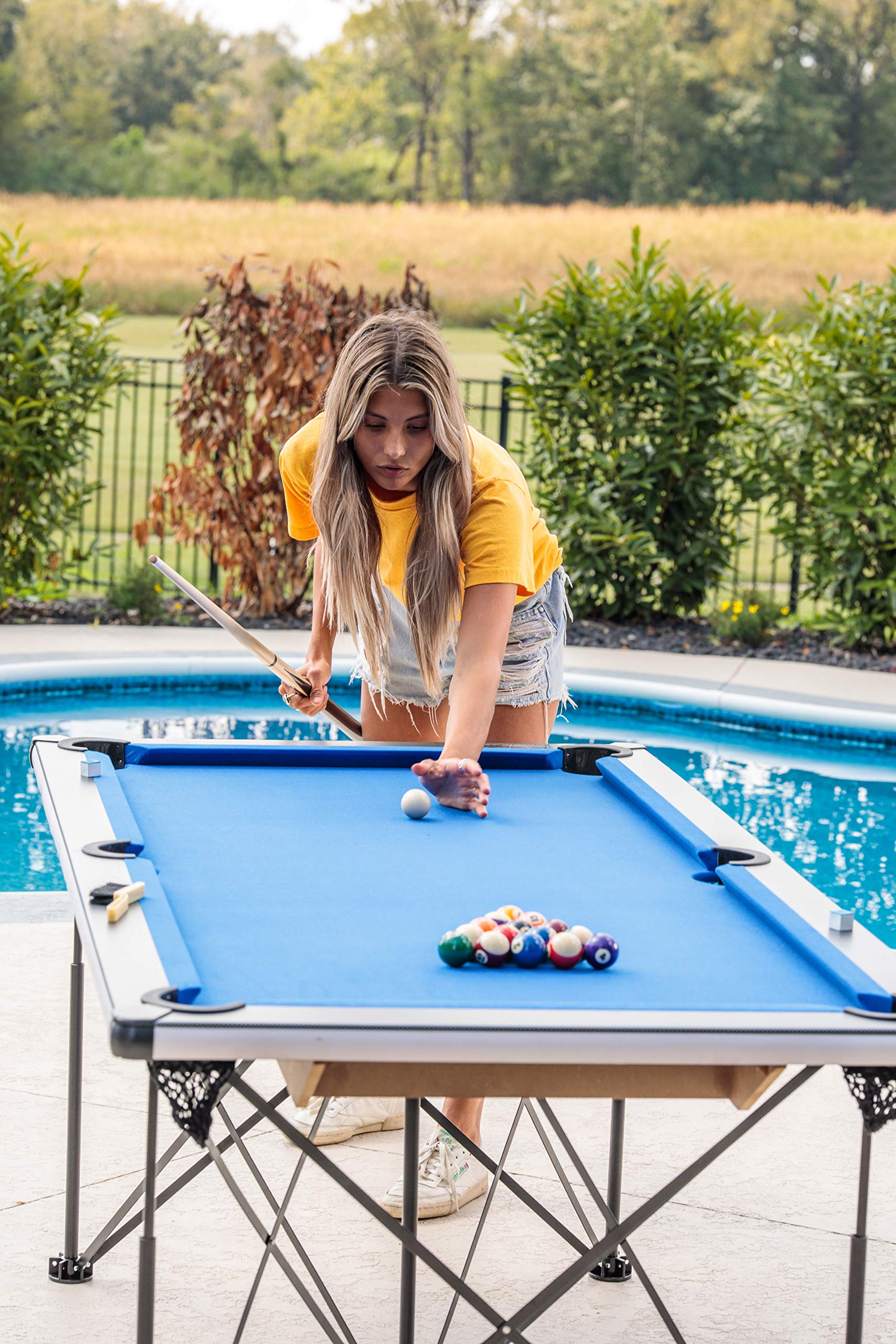 Portable Triumph Sports 6’ Pop Up Folding Pool/Billiard Table with Folding Legs, Instant Assembly and Accessories Included