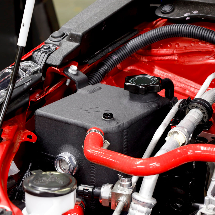 Mishimoto Coolant Expansion Tank, Aluminum Compatible with Toyota GR Corolla 2023+, Micro-Wrinkle Red