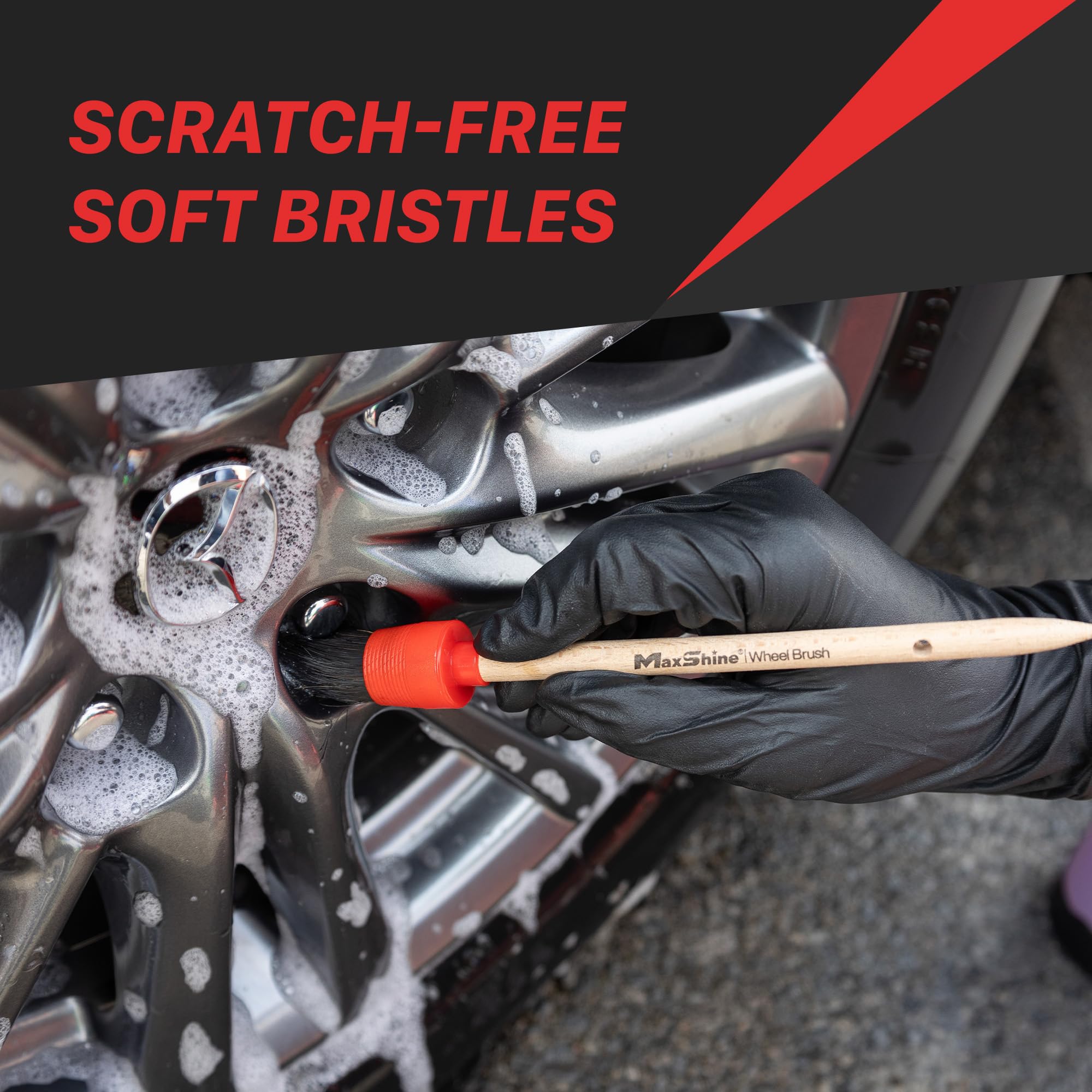 3-Piece Maxshine Detailing Brushes Set, Brown | Sizes: 8.7", 9", 9.2" | Scratch-Free Soft Bristles, Ergonomic Grip | Versatile Car Detailing for Interior & Exterior